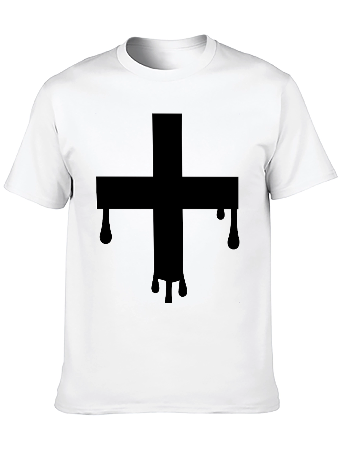 Mens Black T-Shirt with Dripping Cross Graphic