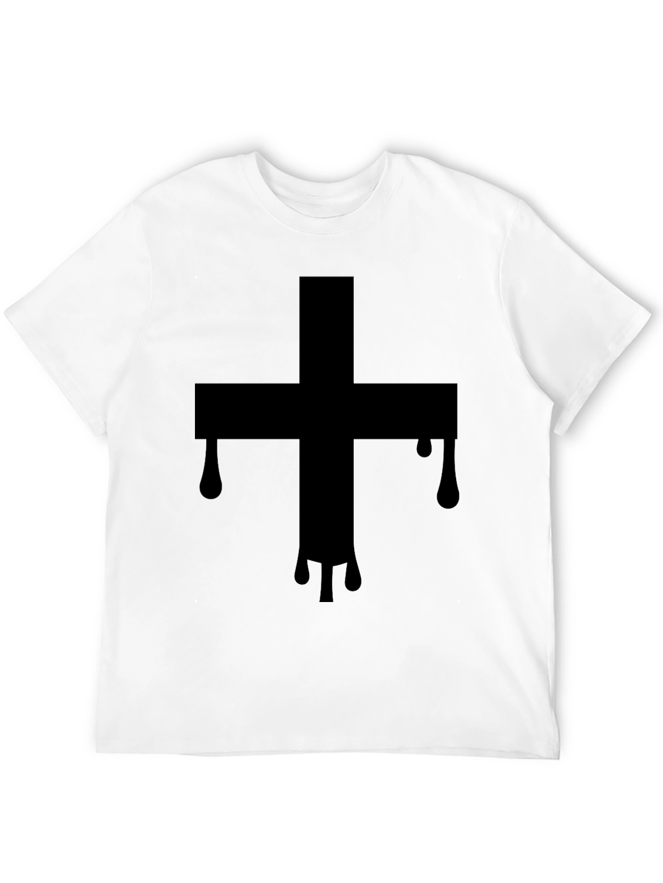 Mens Black T-Shirt with Dripping Cross Graphic