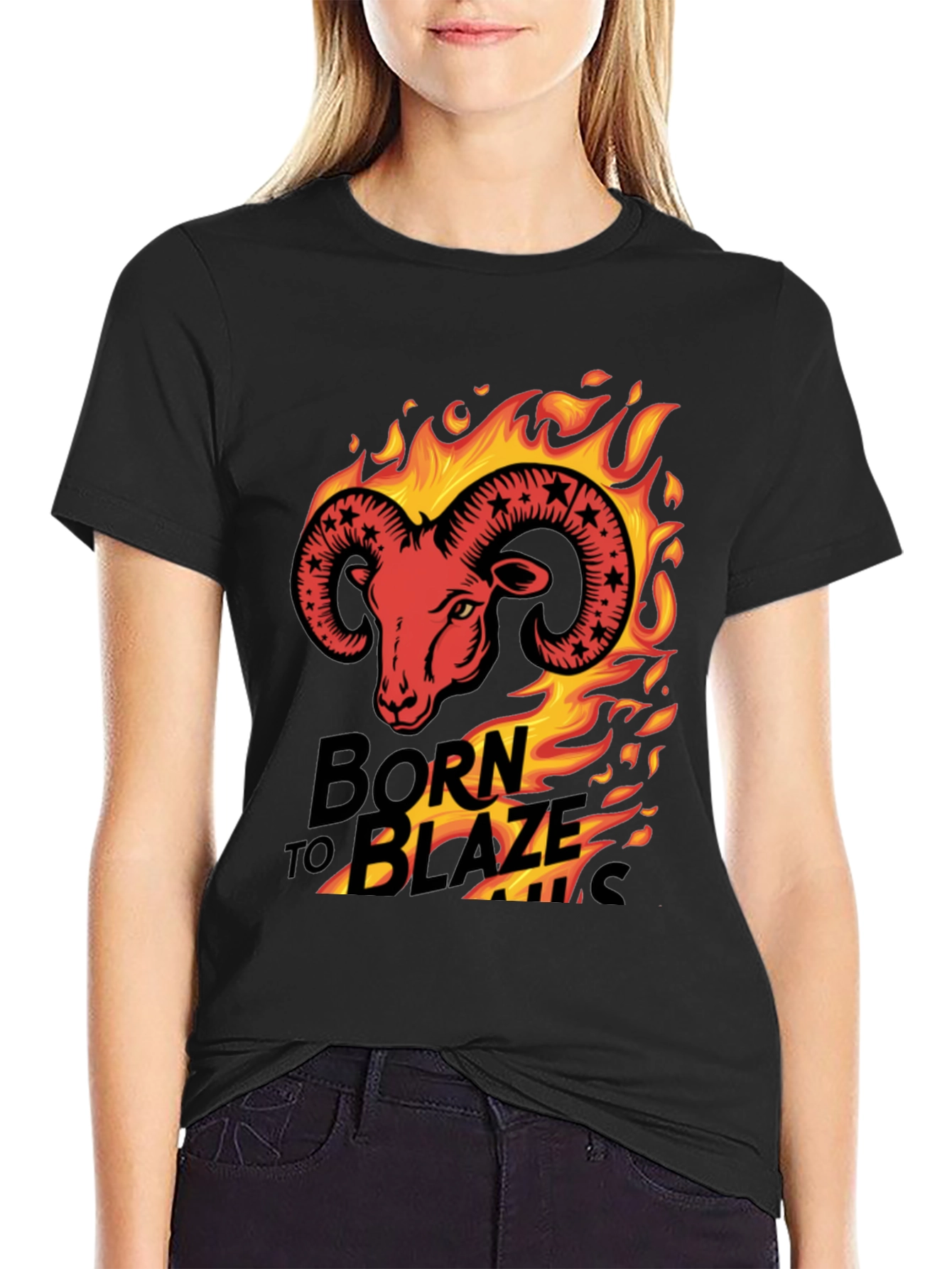 Born to Blaze Rams Head Graphic T-Shirt