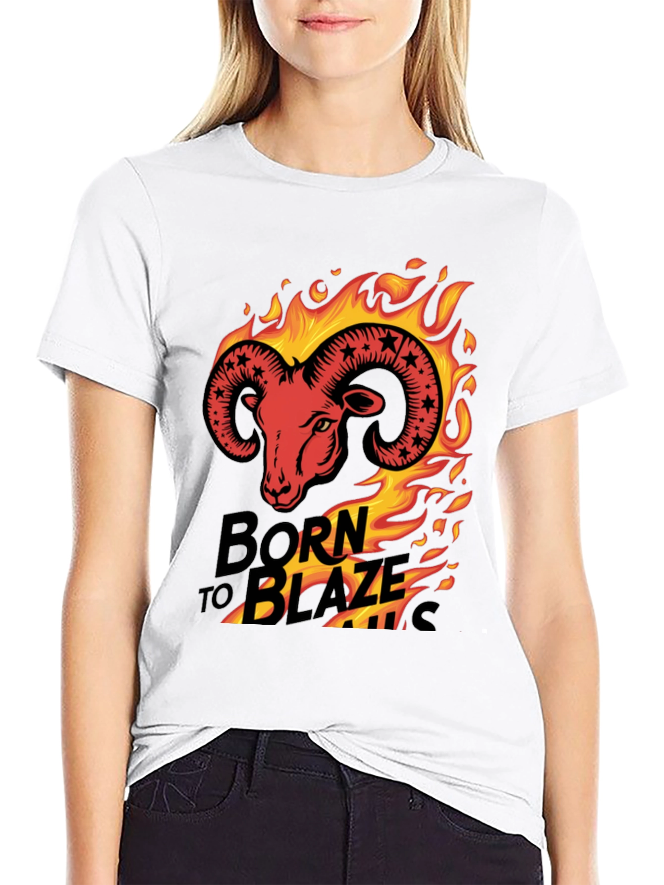 Born to Blaze Rams Head Graphic T-Shirt