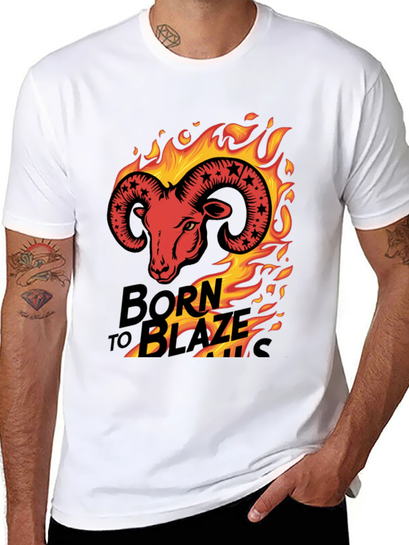 Born to Blaze Rams Head Graphic T-Shirt