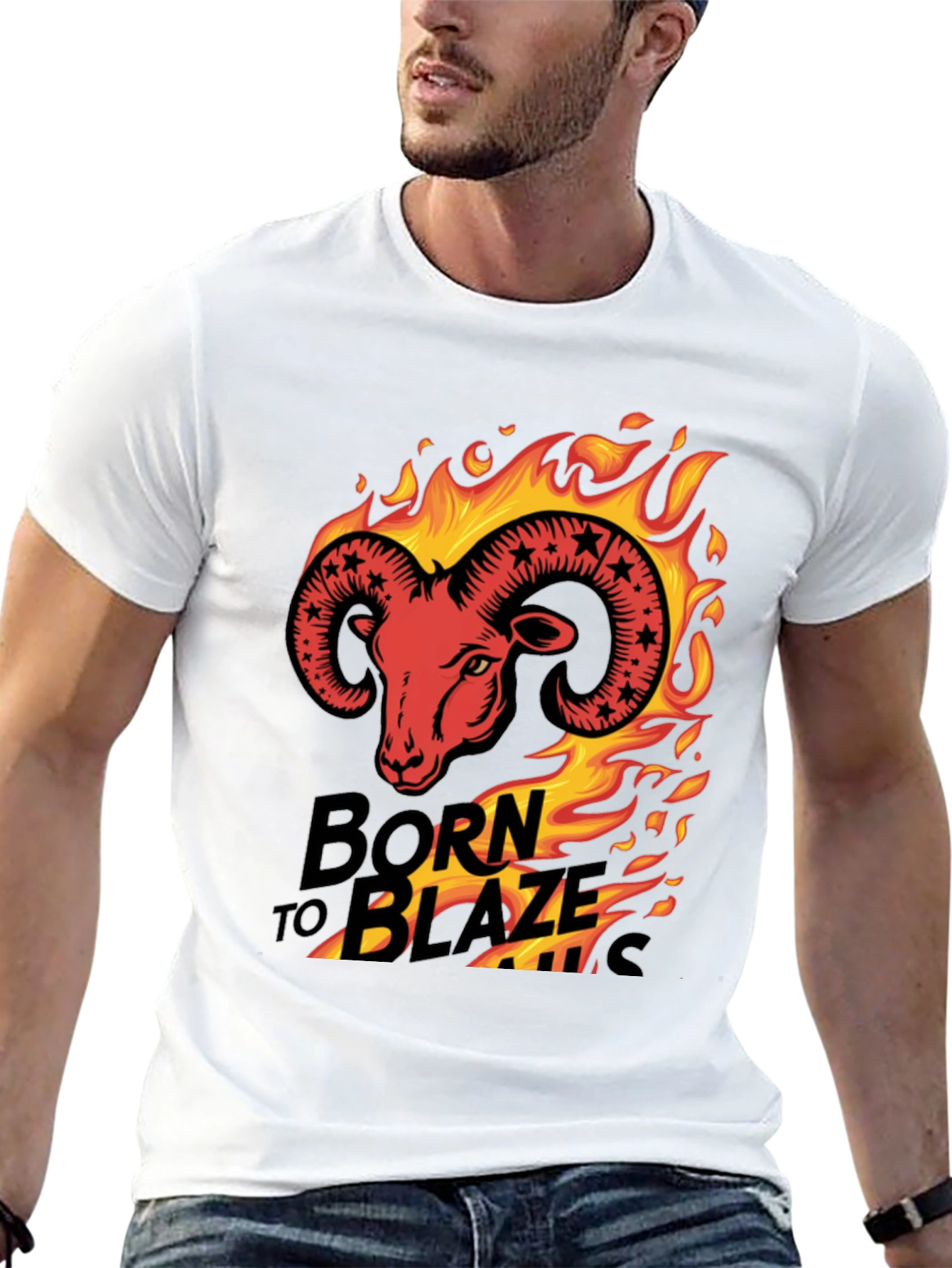 Born to Blaze Rams Head Graphic T-Shirt