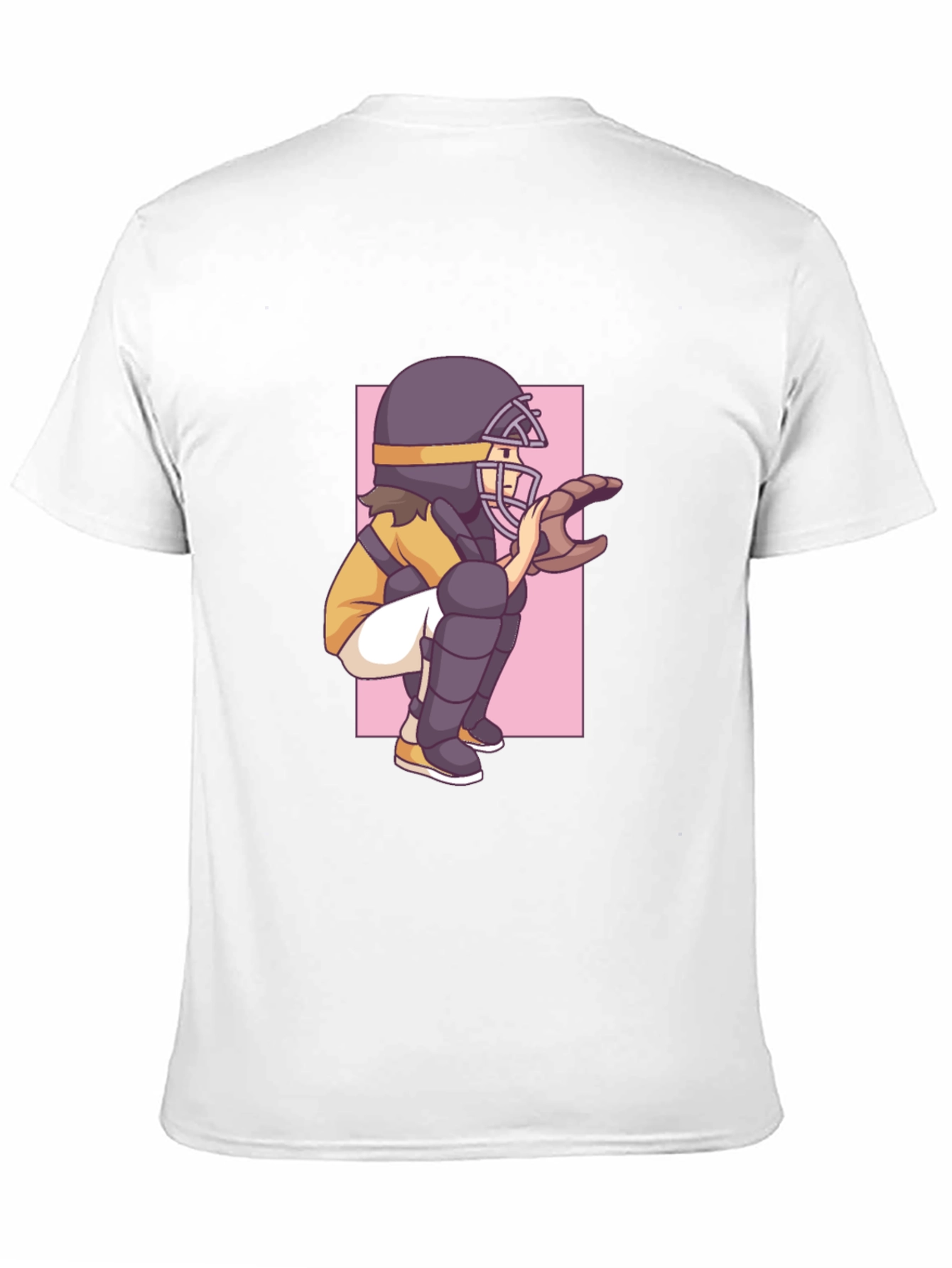 Baseball Catcher Graphic Tee - Black Cotton T-Shirt