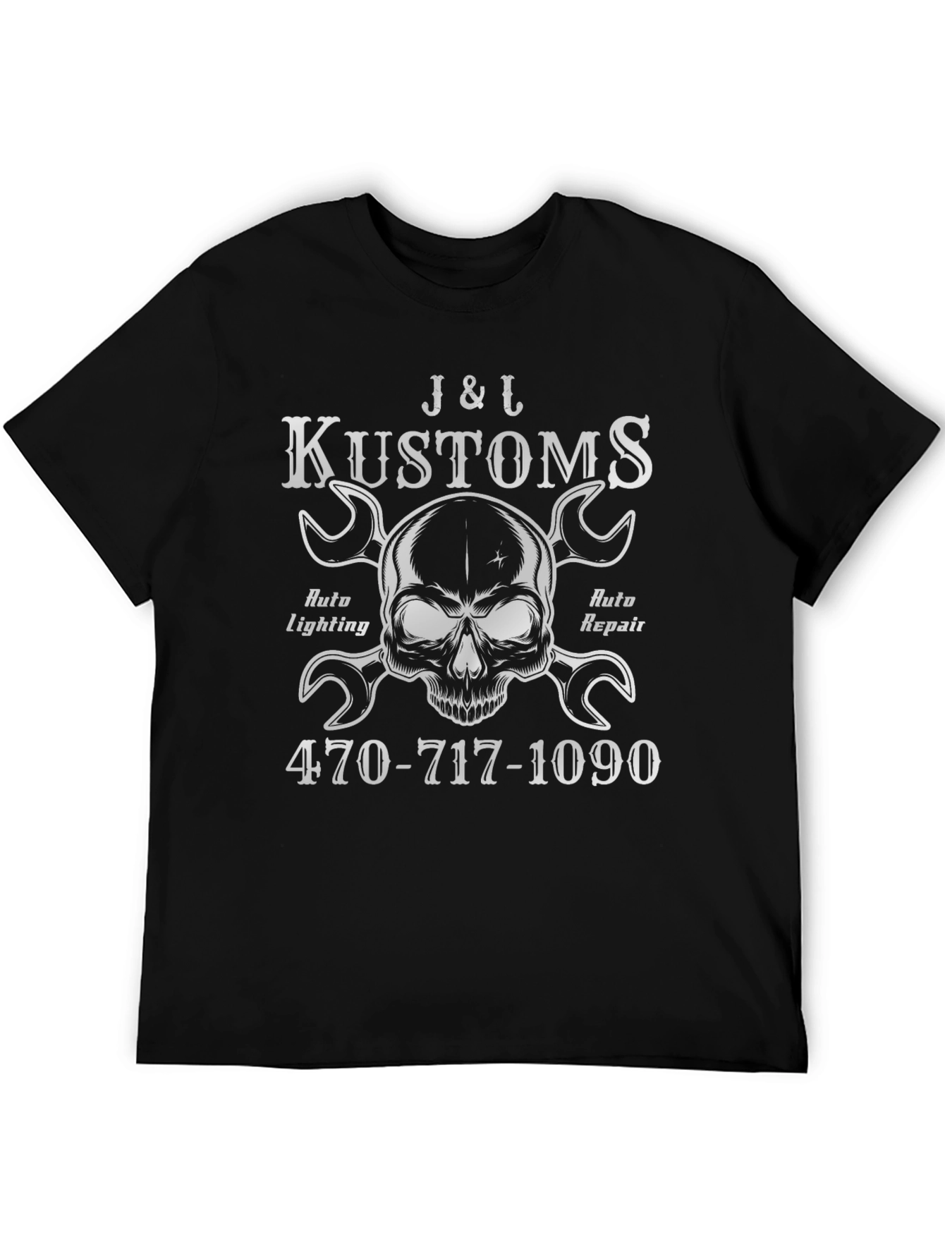 J&L Kustoms Skull & Wrenches Graphic T-Shirt