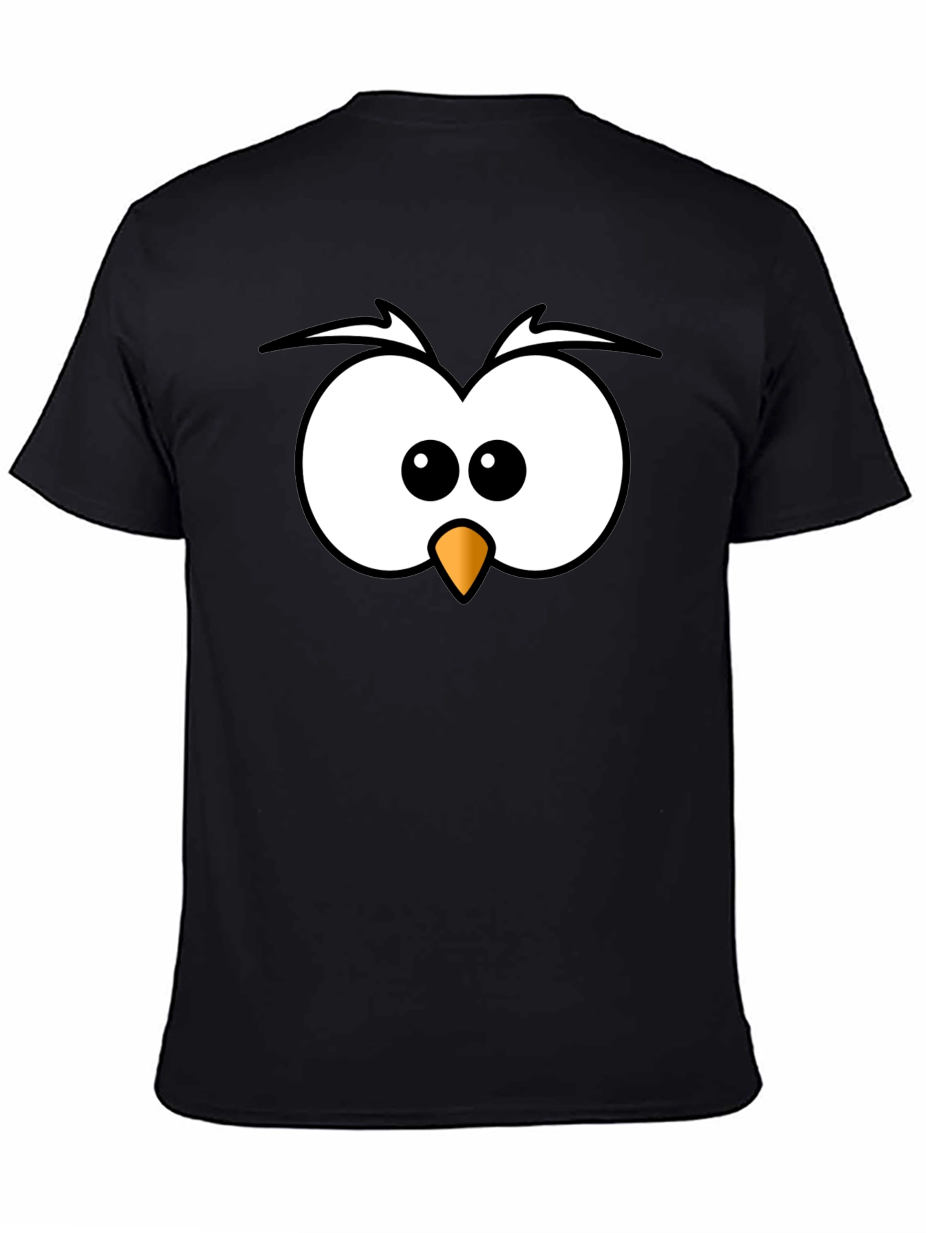 Funny Owl Face Graphic Print Black T-Shirt