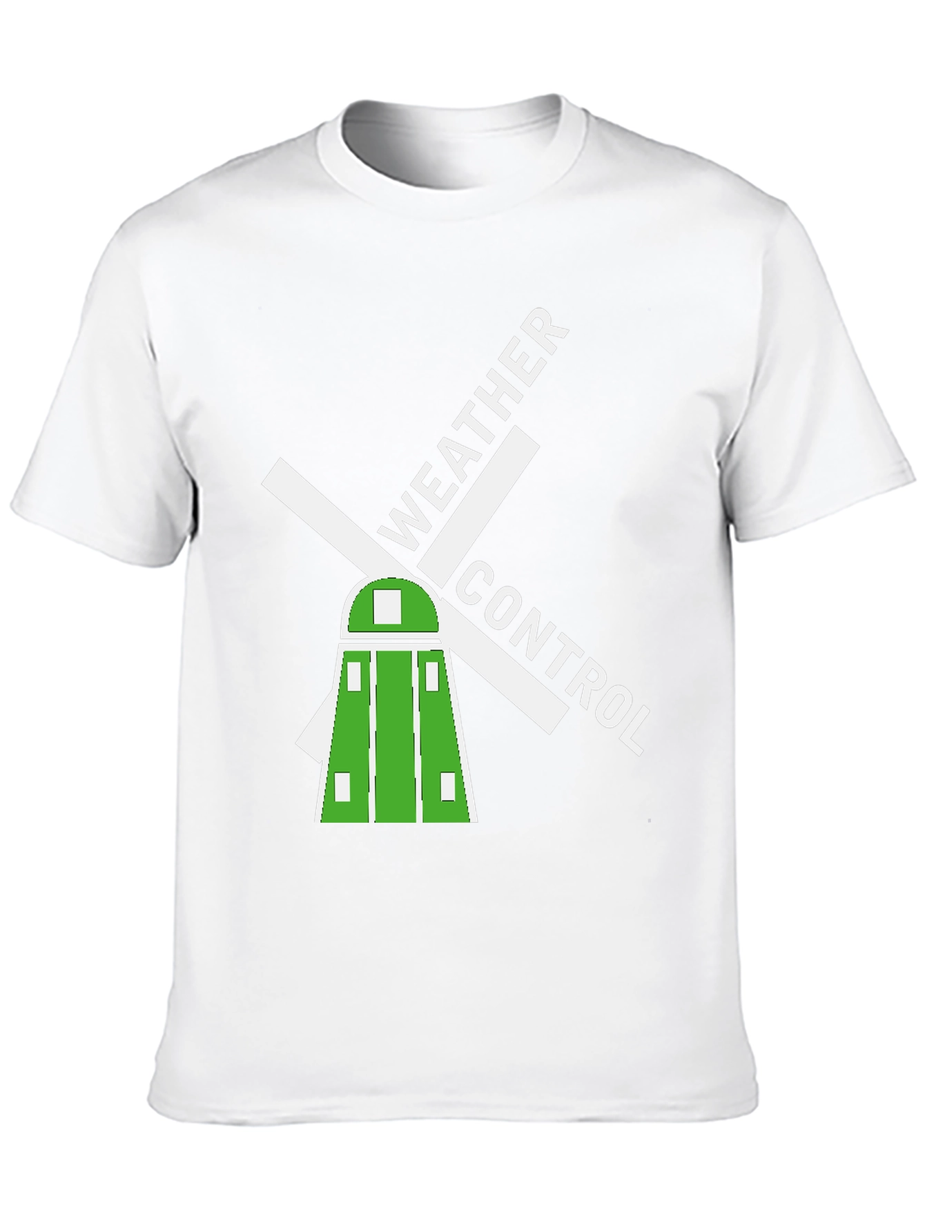 Weather Control Black T-Shirt Windmill Design