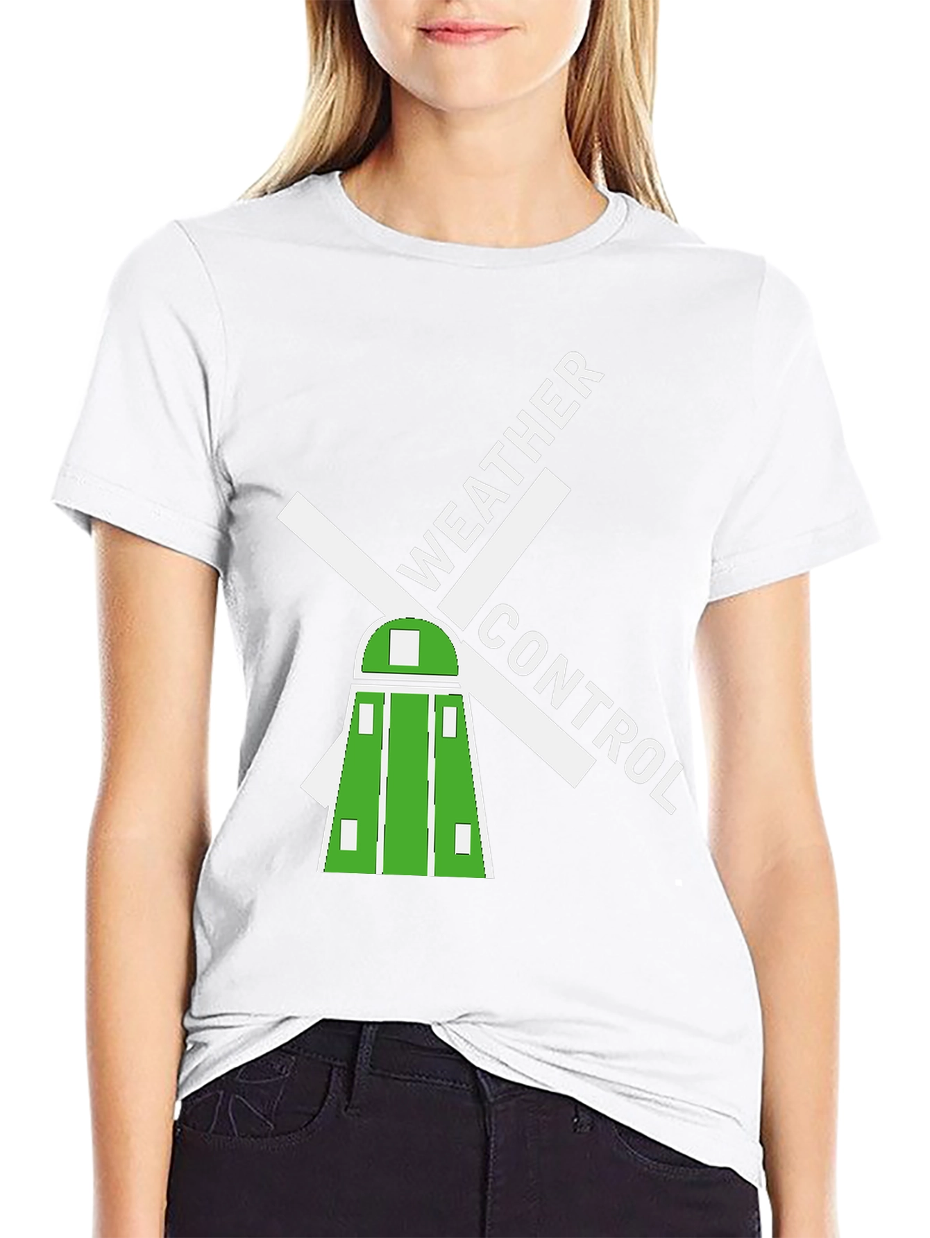 Weather Control Black T-Shirt Windmill Design