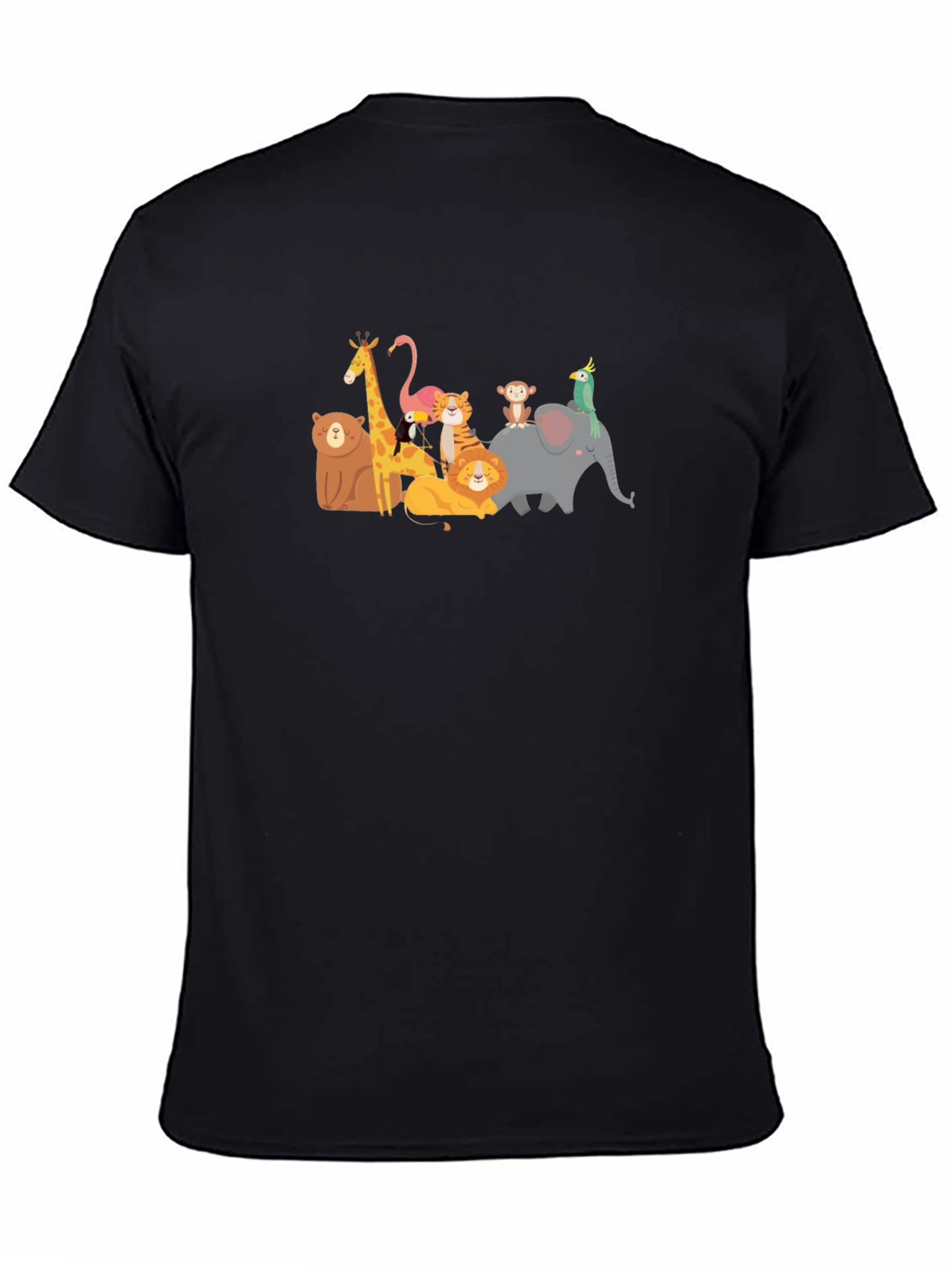 Cartoon Animal Kingdom Black T-Shirt