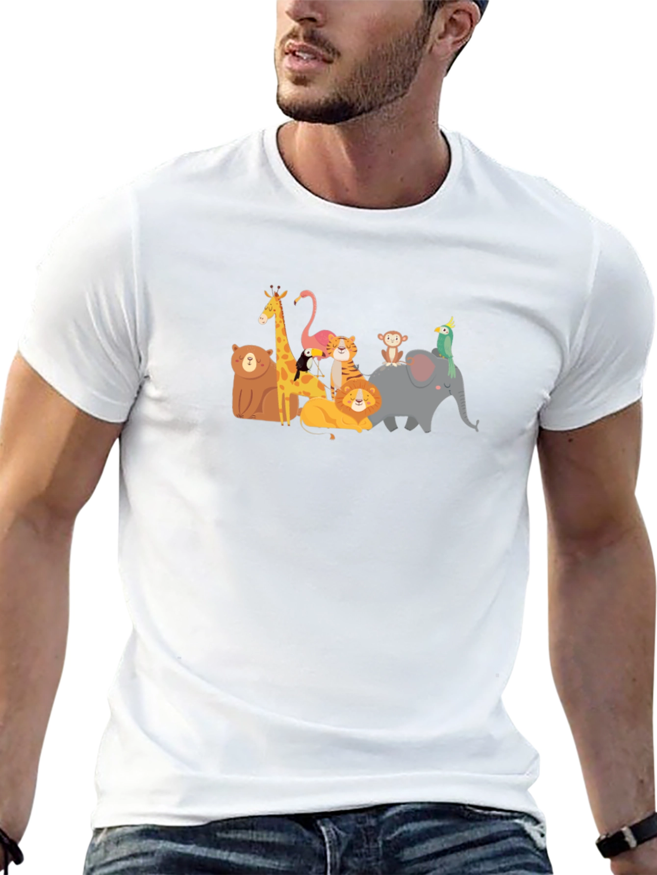 Cartoon Animal Kingdom Black T-Shirt