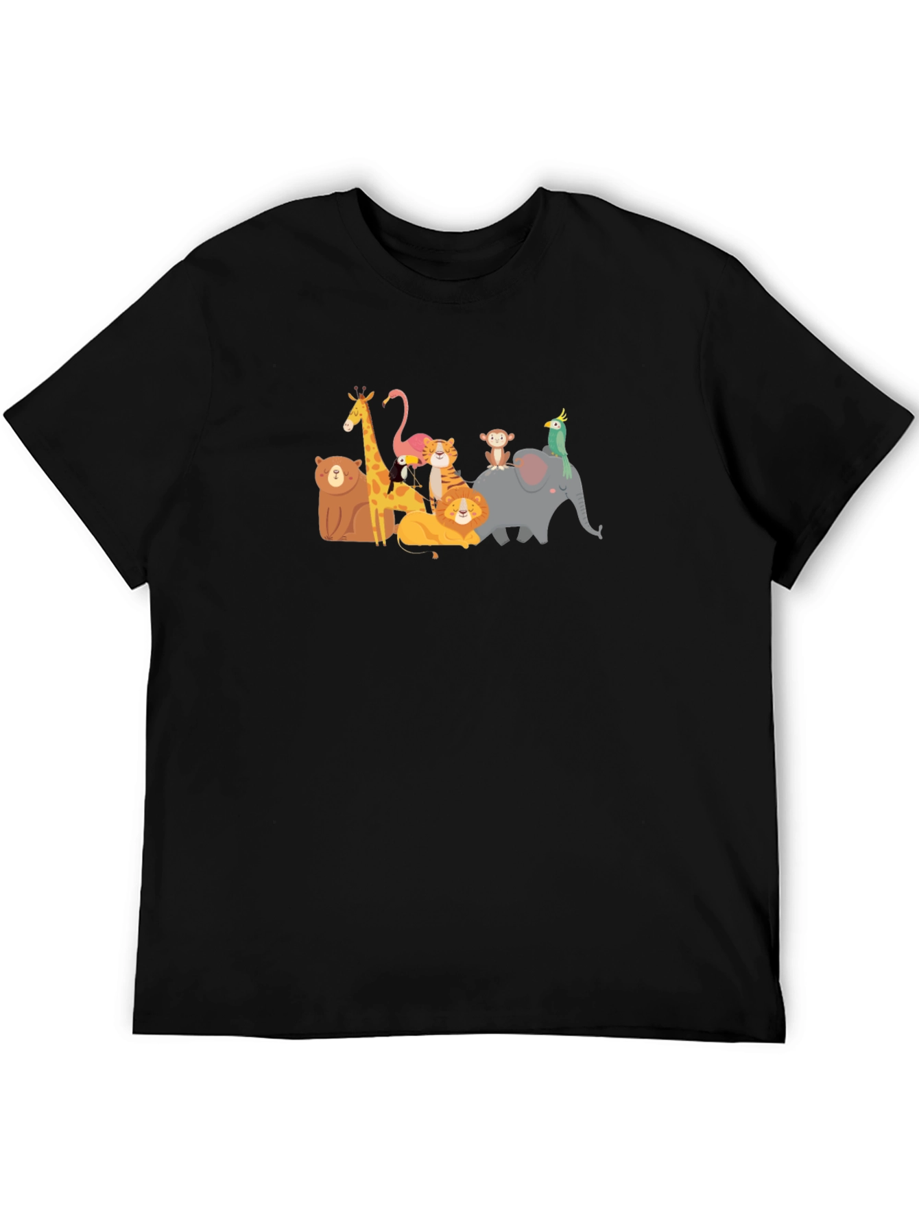 Cartoon Animal Kingdom Black T-Shirt