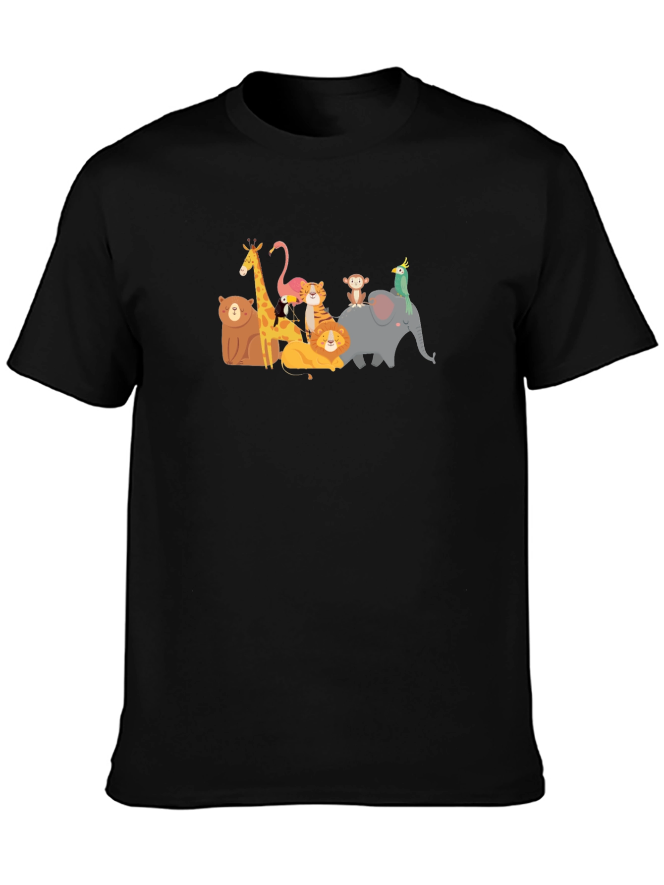 Cartoon Animal Kingdom Black T-Shirt