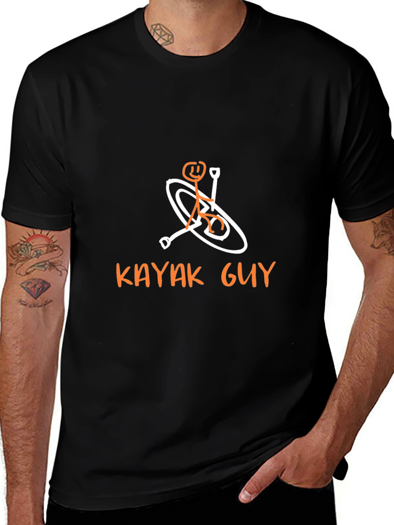 Kayaking Stick Figure Graphic Tee - Black