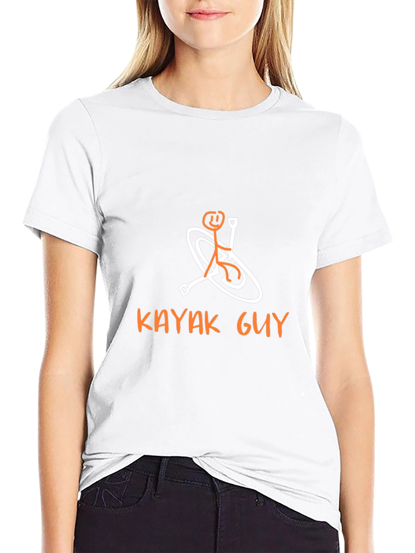 Kayaking Stick Figure Graphic Tee - Black