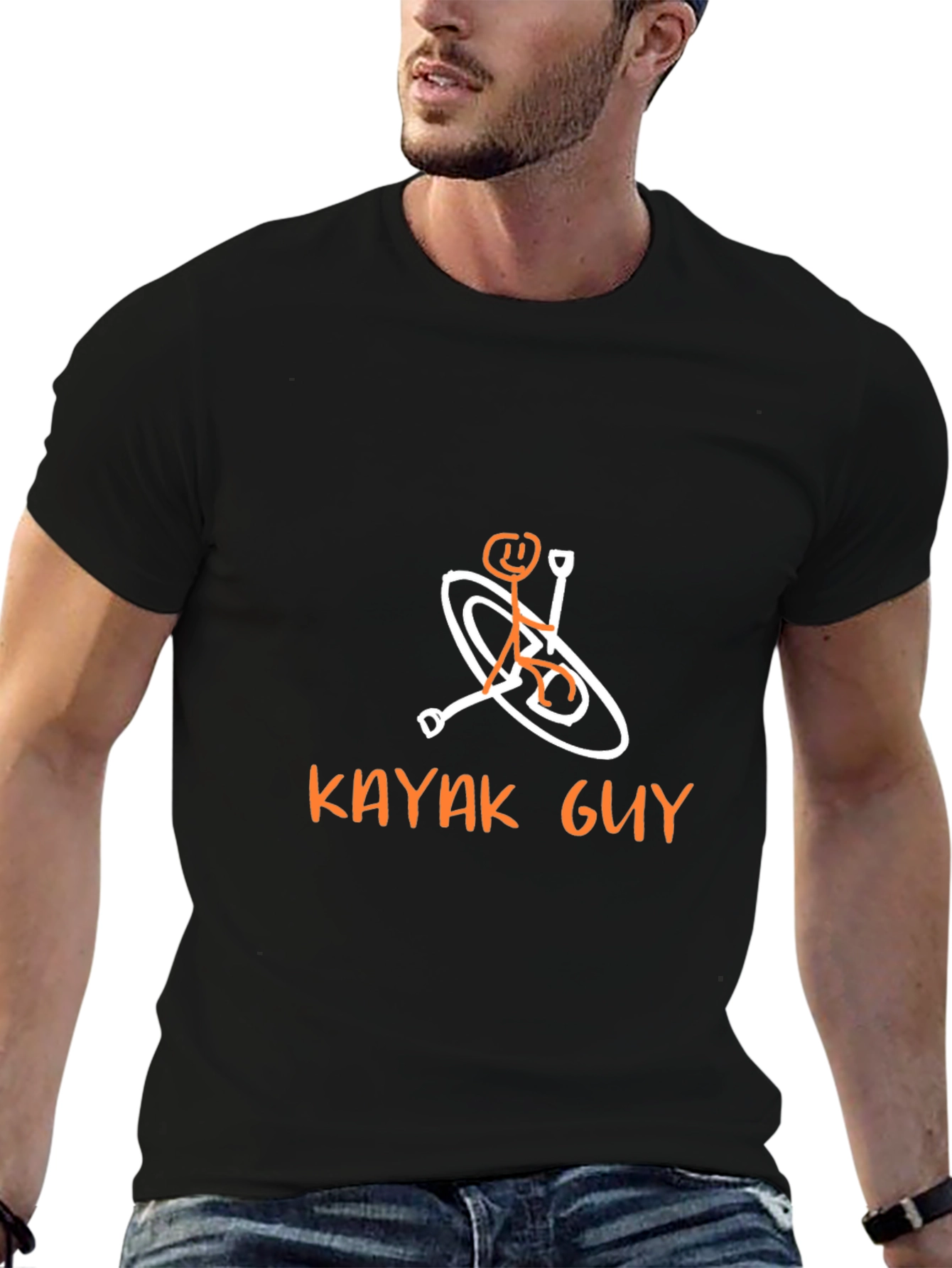 Kayaking Stick Figure Graphic Tee - Black