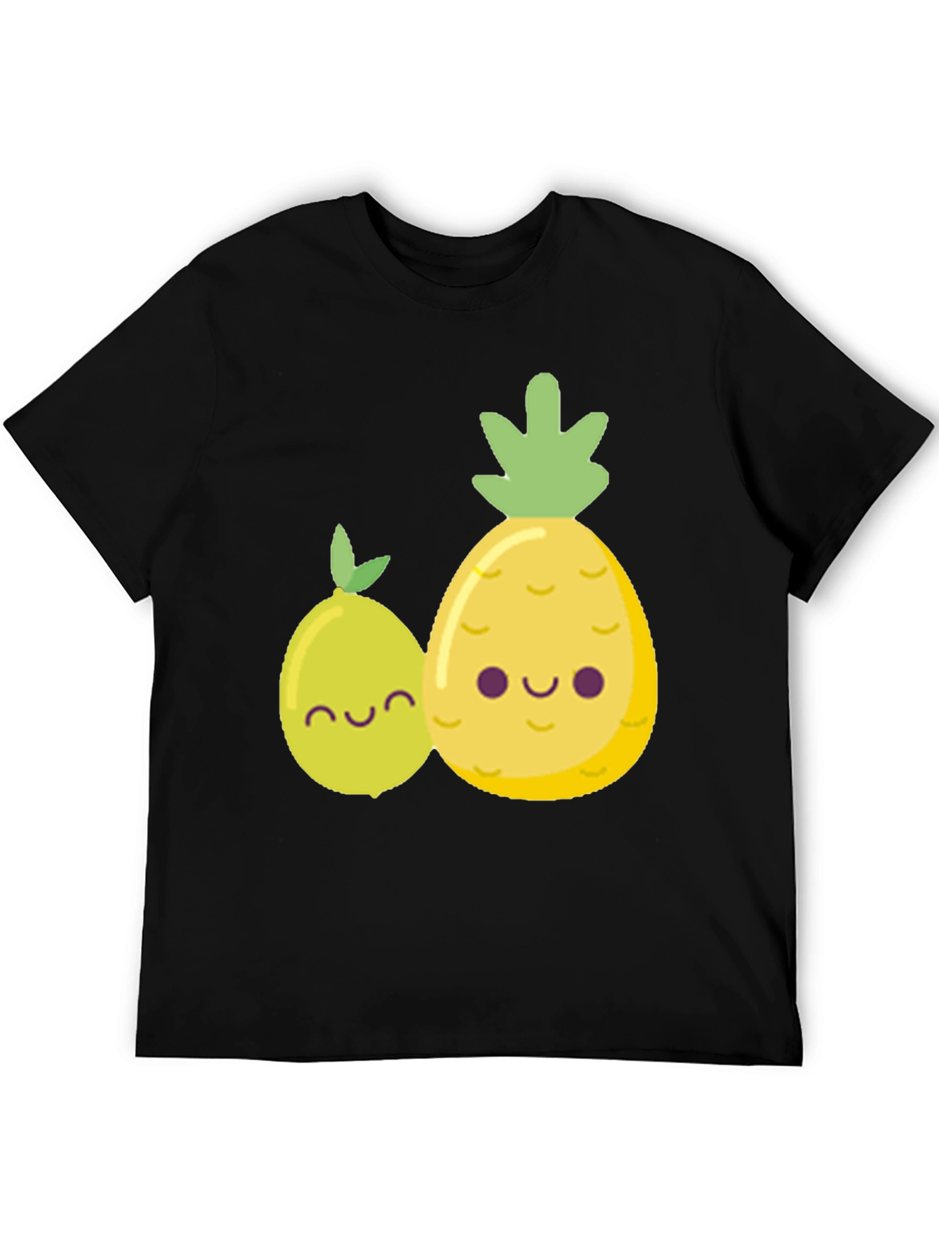 Cute Fruit Graphic Tee - Black Cotton Shirt