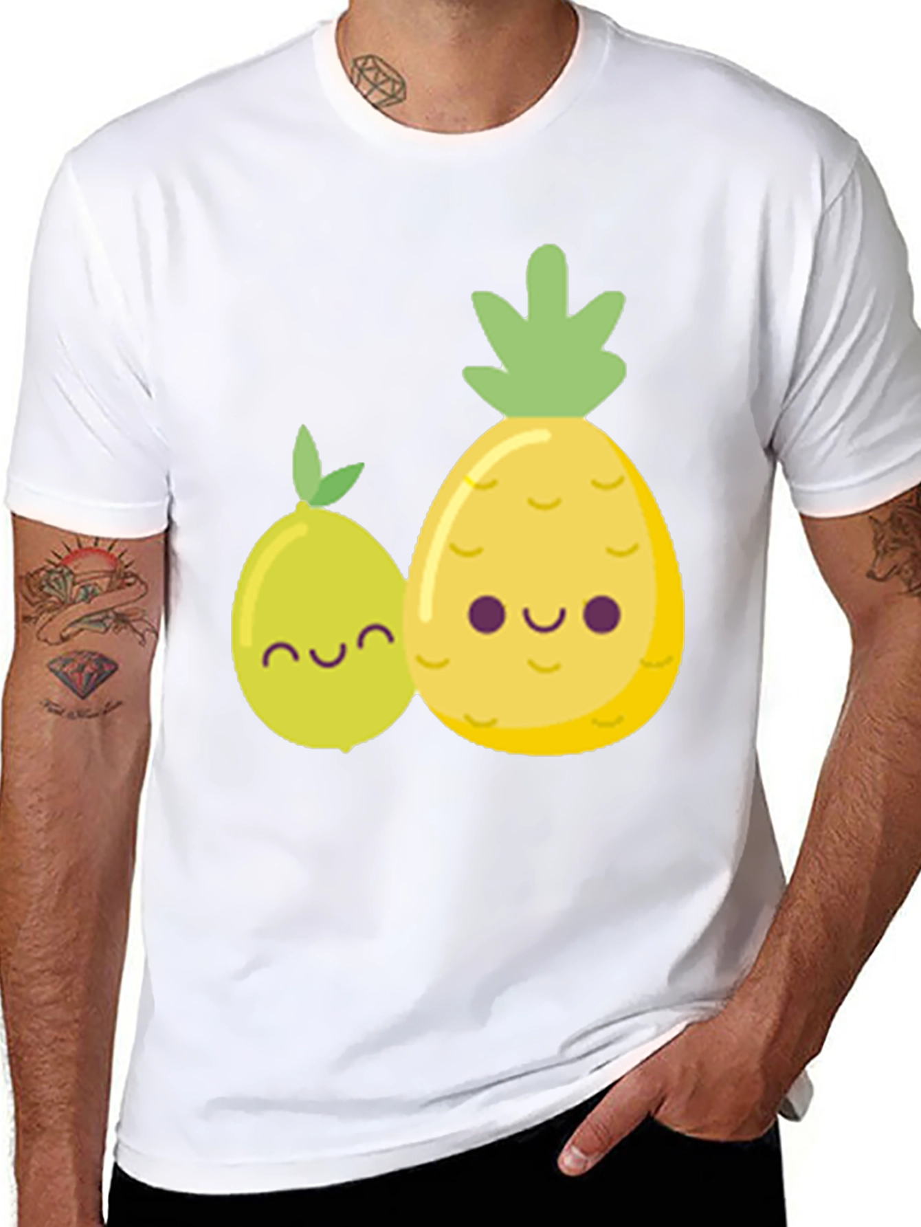 Cute Fruit Graphic Tee - Black Cotton Shirt