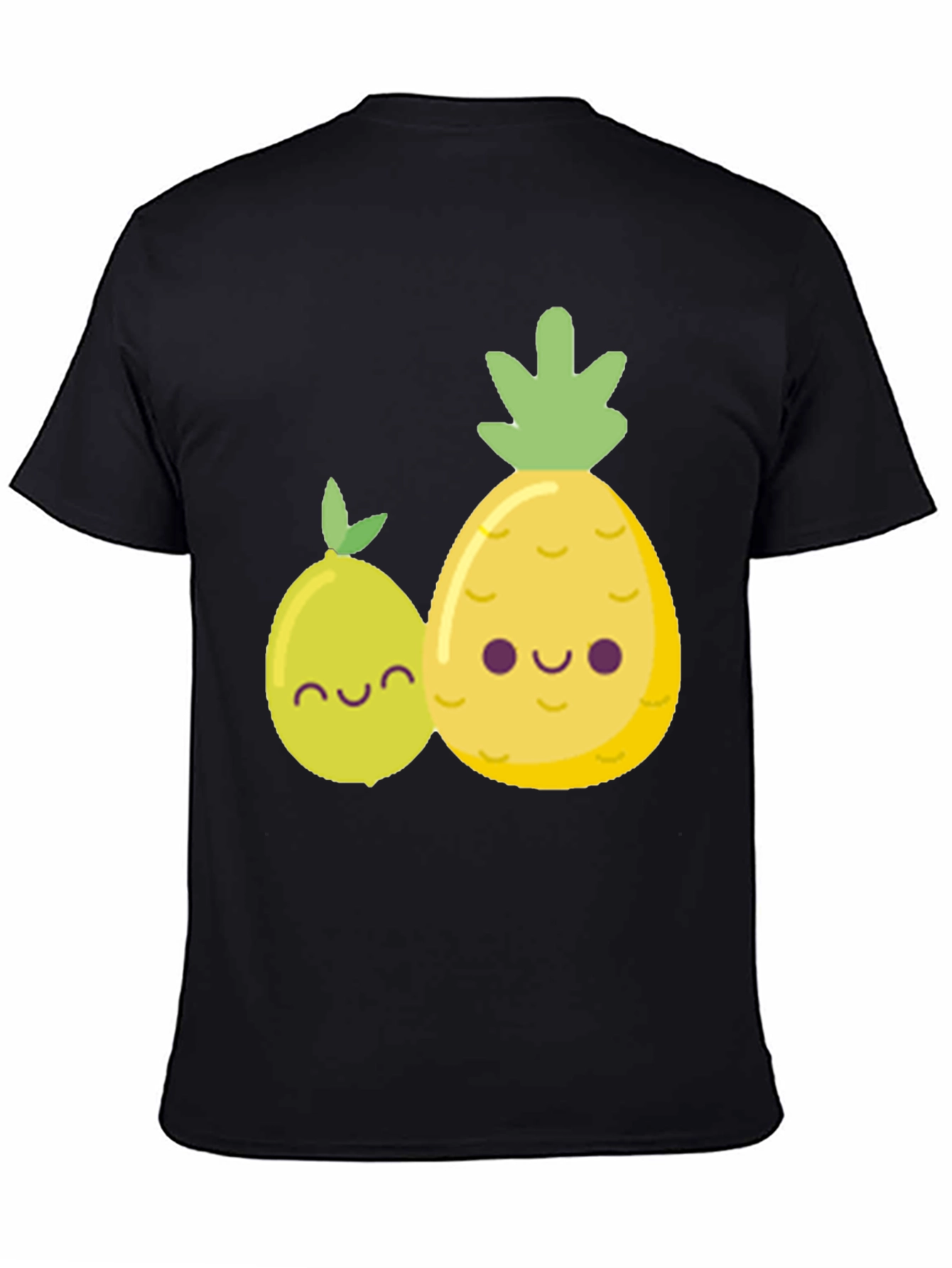 Cute Fruit Graphic Tee - Black Cotton Shirt