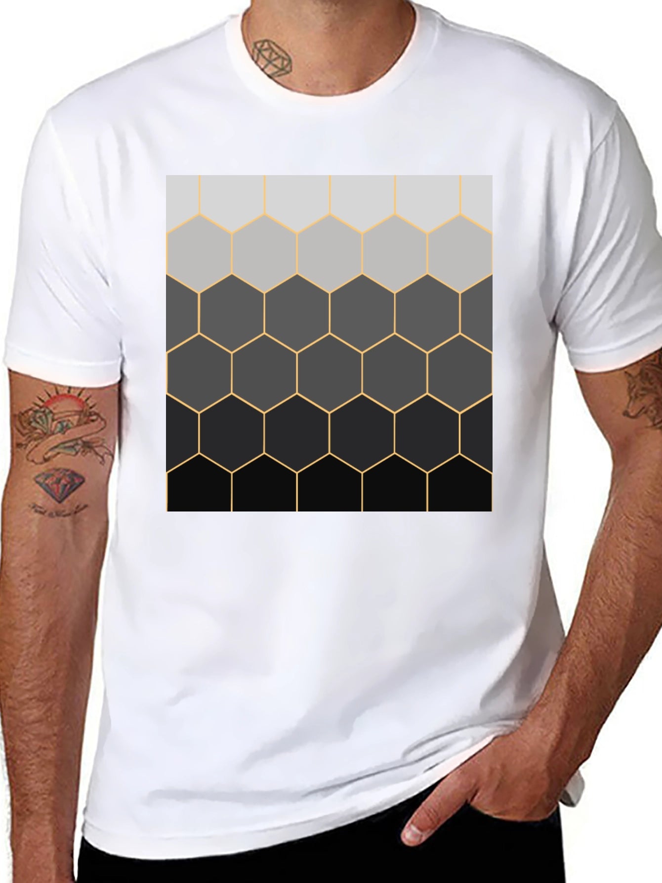 Geometric Hexagon Pattern T-Shirt