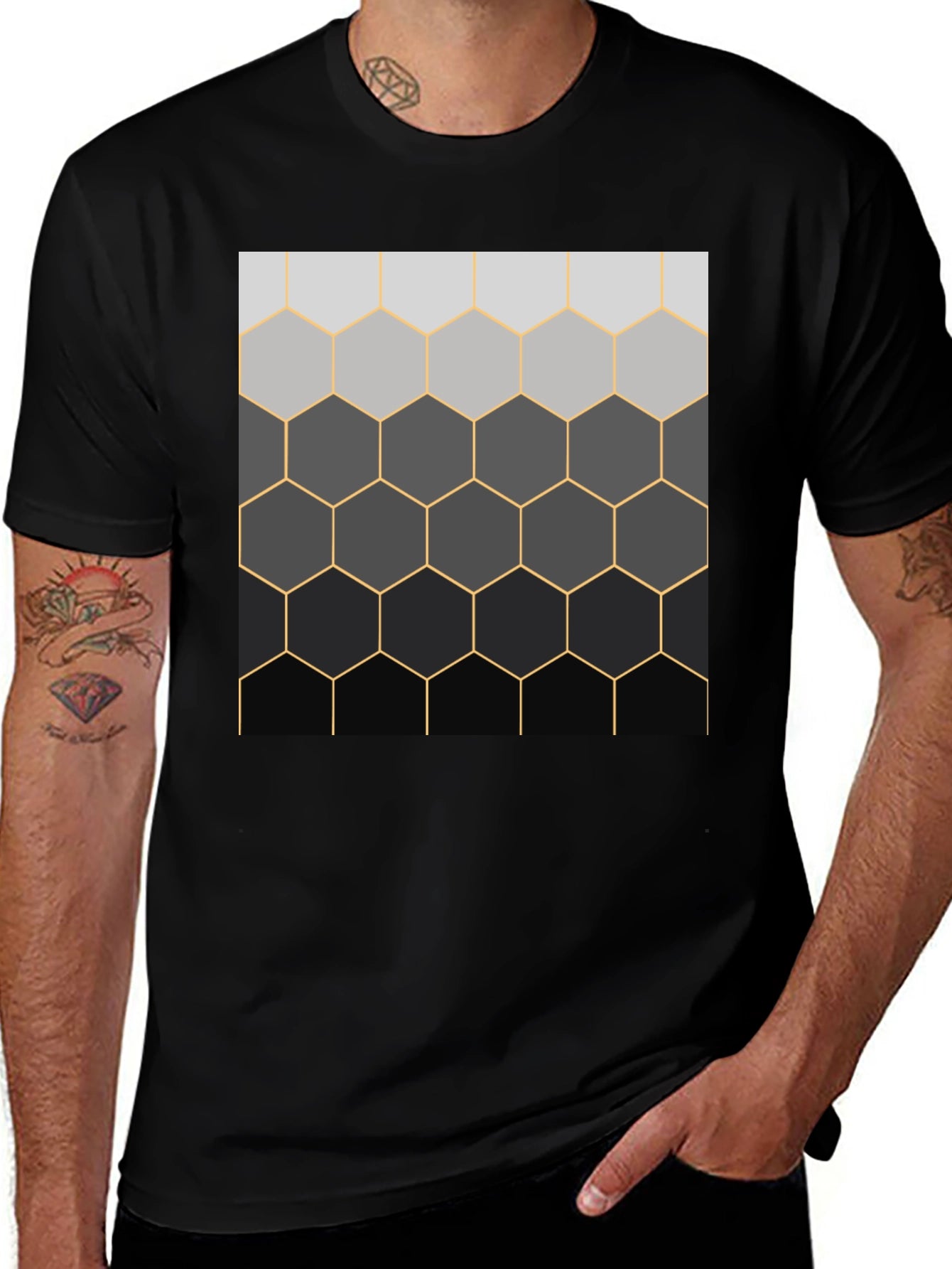 Geometric Hexagon Pattern T-Shirt
