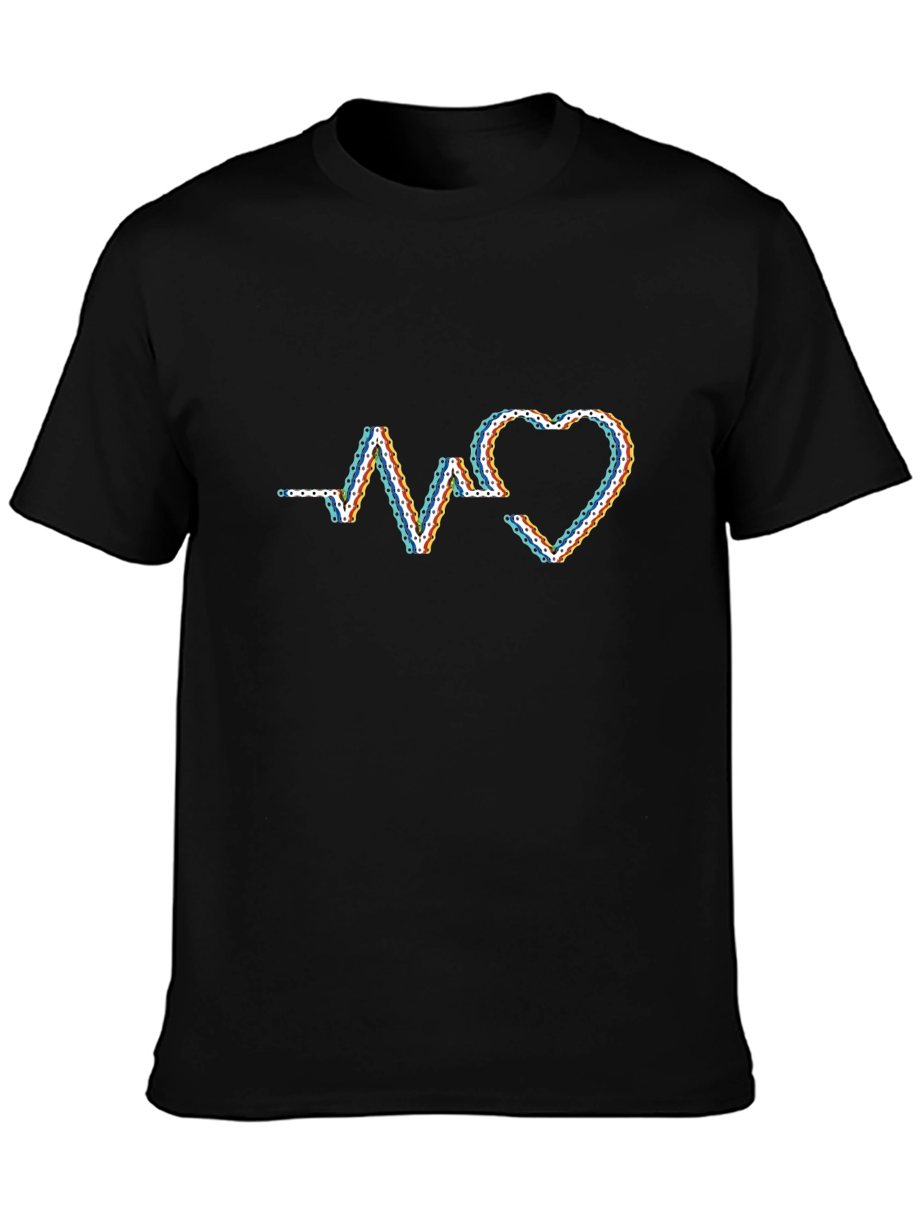 Heartbeat Chain Graphic T-Shirt - Modern Style