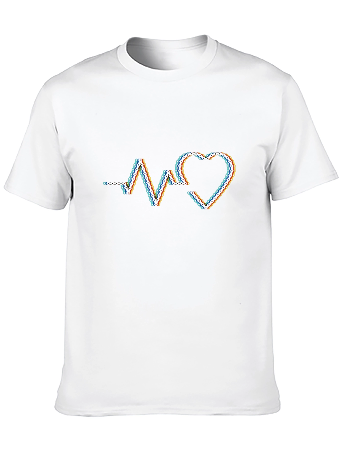 Heartbeat Chain Graphic T-Shirt - Modern Style