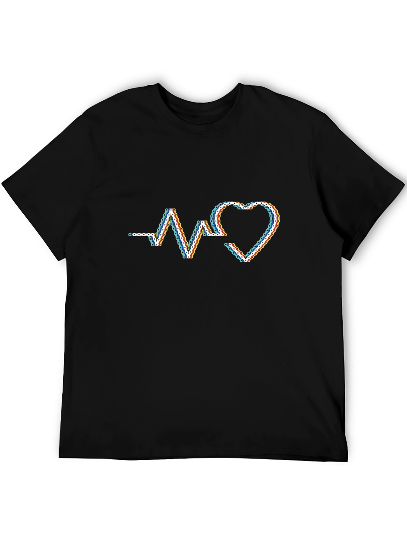 Heartbeat Chain Graphic T-Shirt - Modern Style