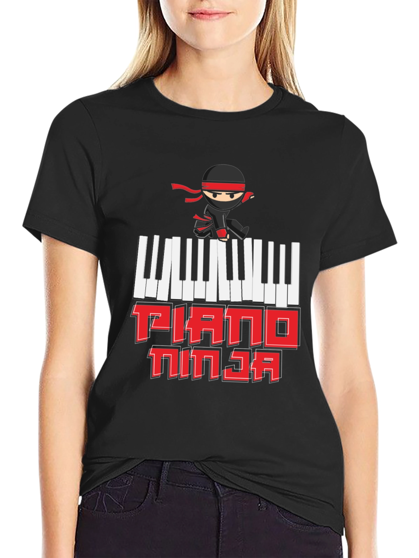 Piano Ninja Graphic T-Shirt - Music Lover Tee
