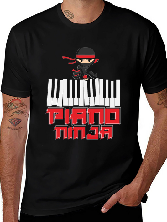 Piano Ninja Graphic T-Shirt - Music Lover Tee