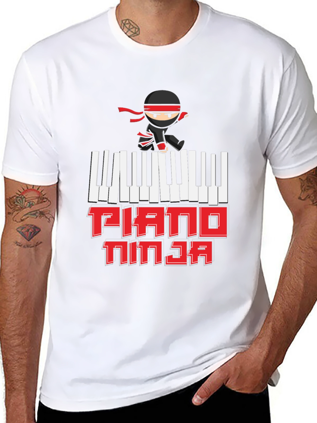 Piano Ninja Graphic T-Shirt - Music Lover Tee