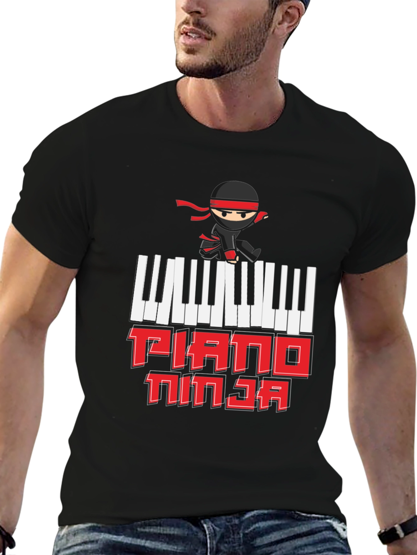 Piano Ninja Graphic T-Shirt - Music Lover Tee