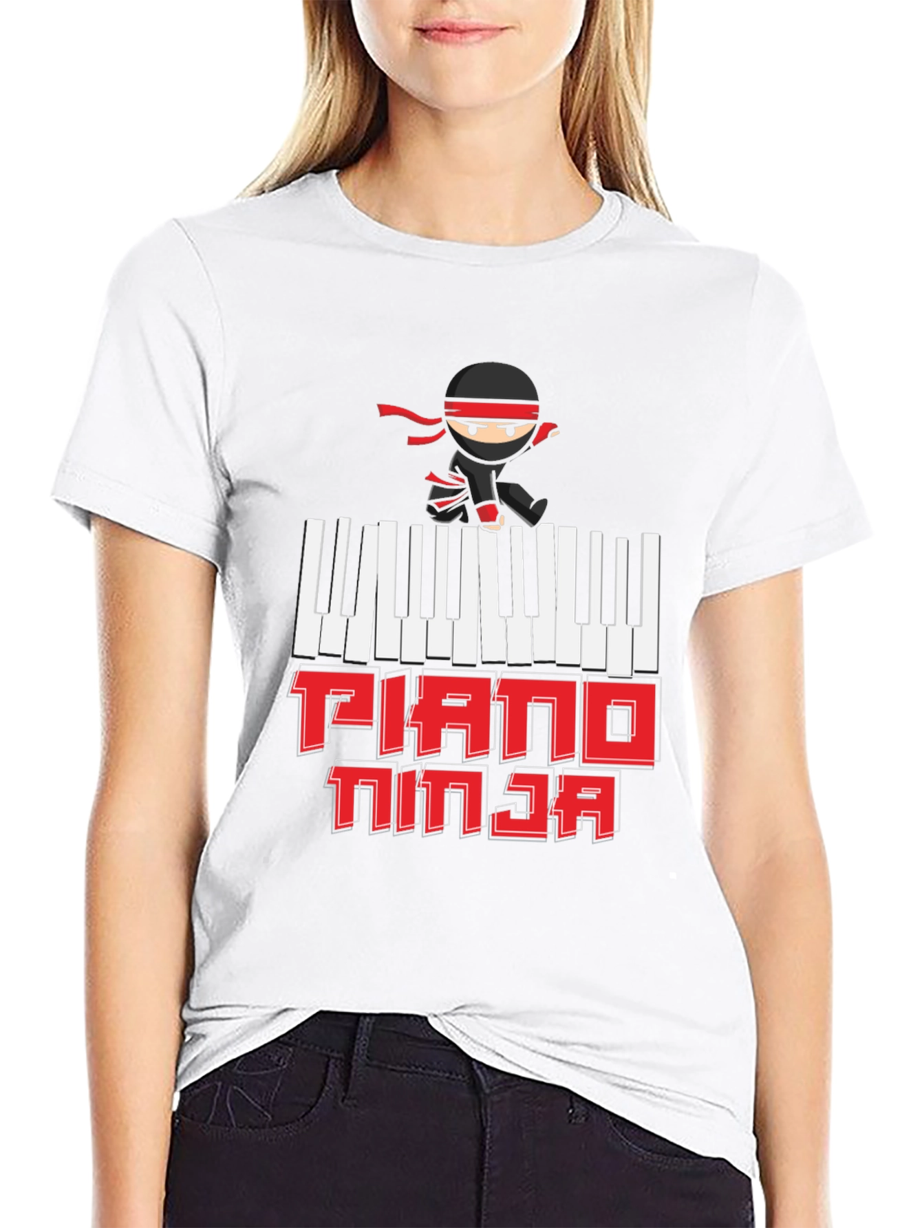 Piano Ninja Graphic T-Shirt - Music Lover Tee