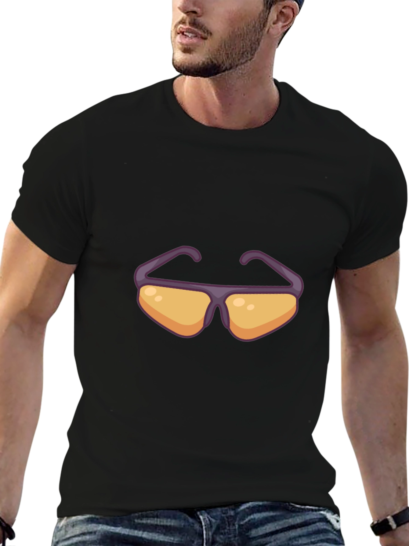Sunglasses Graphic Black Tee - Cool & Casual