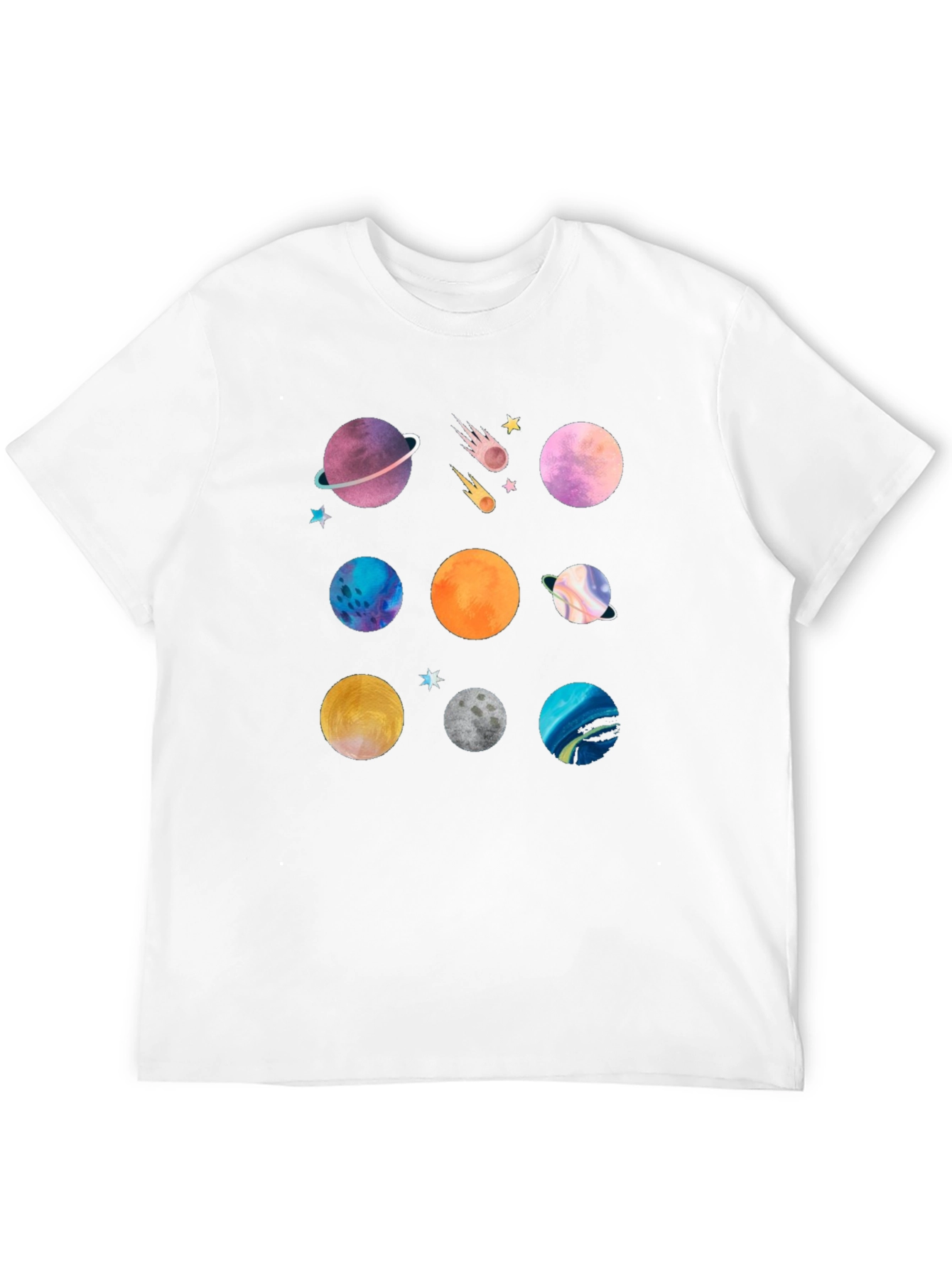 Planet Print Black Graphic T-Shirt