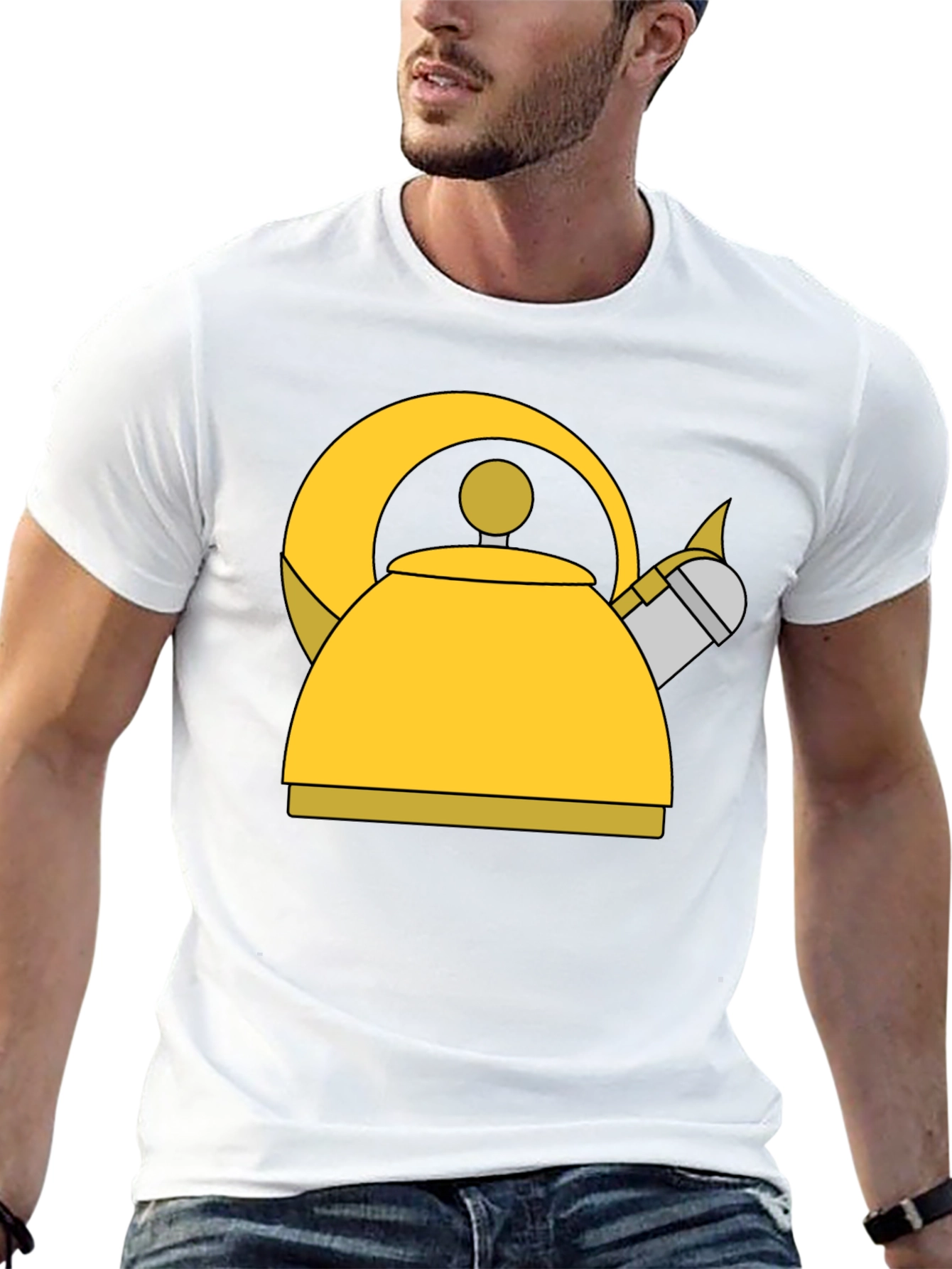 Whimsical Kettle Graphic Tee - Black Cotton Blend