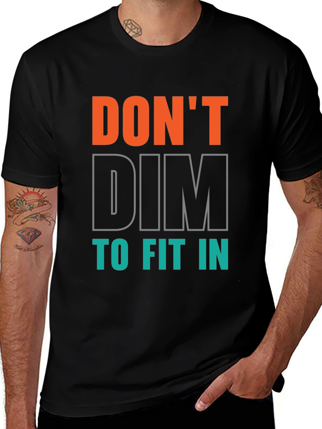 Dont Dim to Fit In Graphic Tee - Black