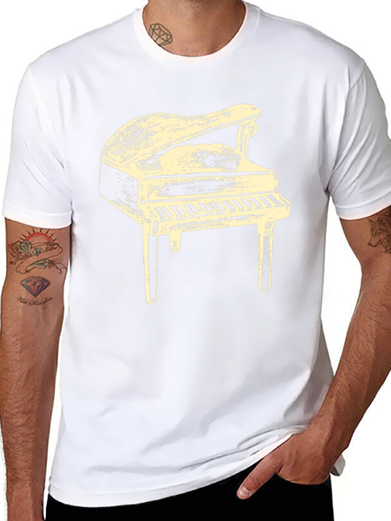 Piano Graphic T-Shirt - Musical Instrument Tee