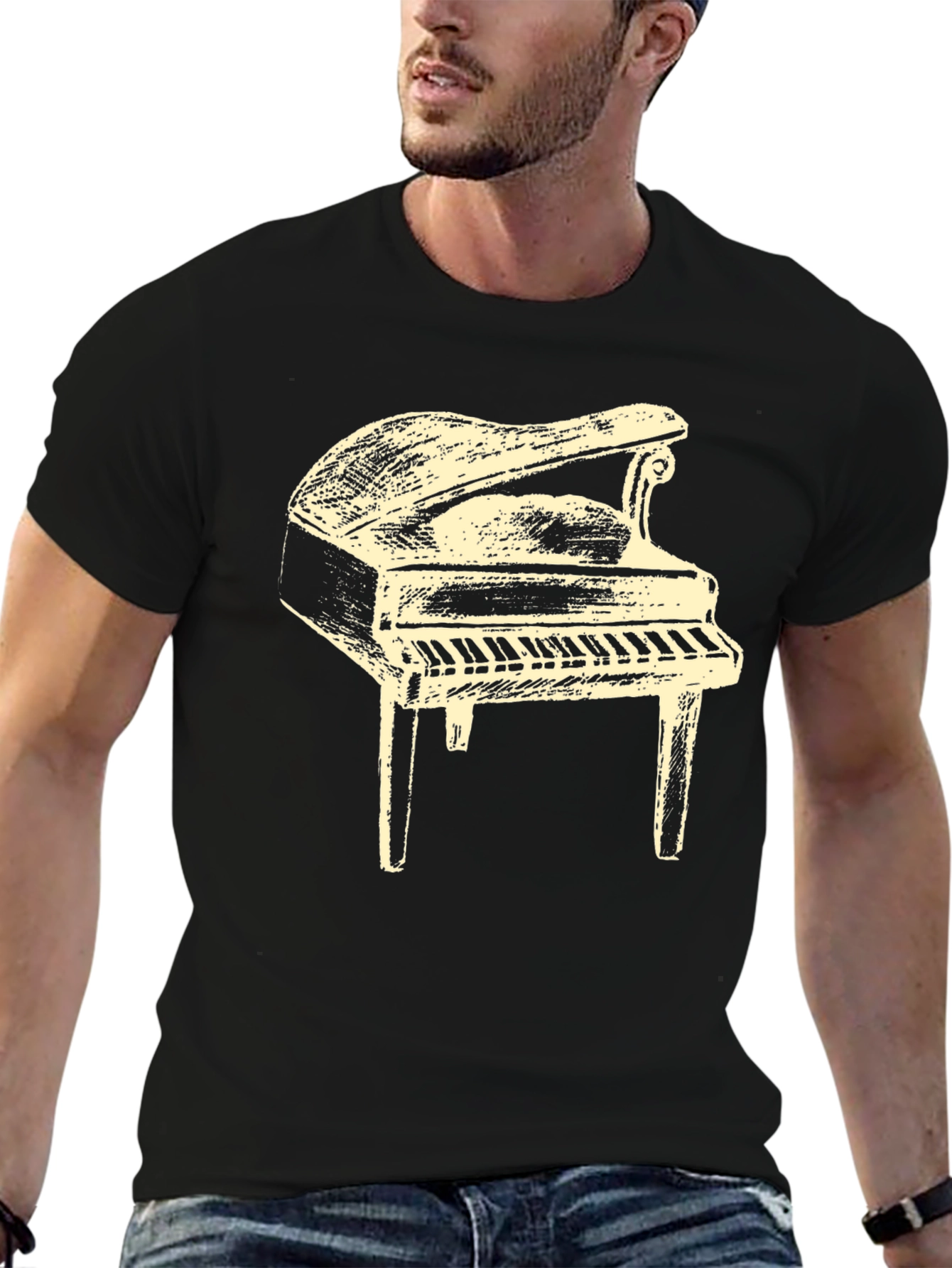 Piano Graphic T-Shirt - Musical Instrument Tee