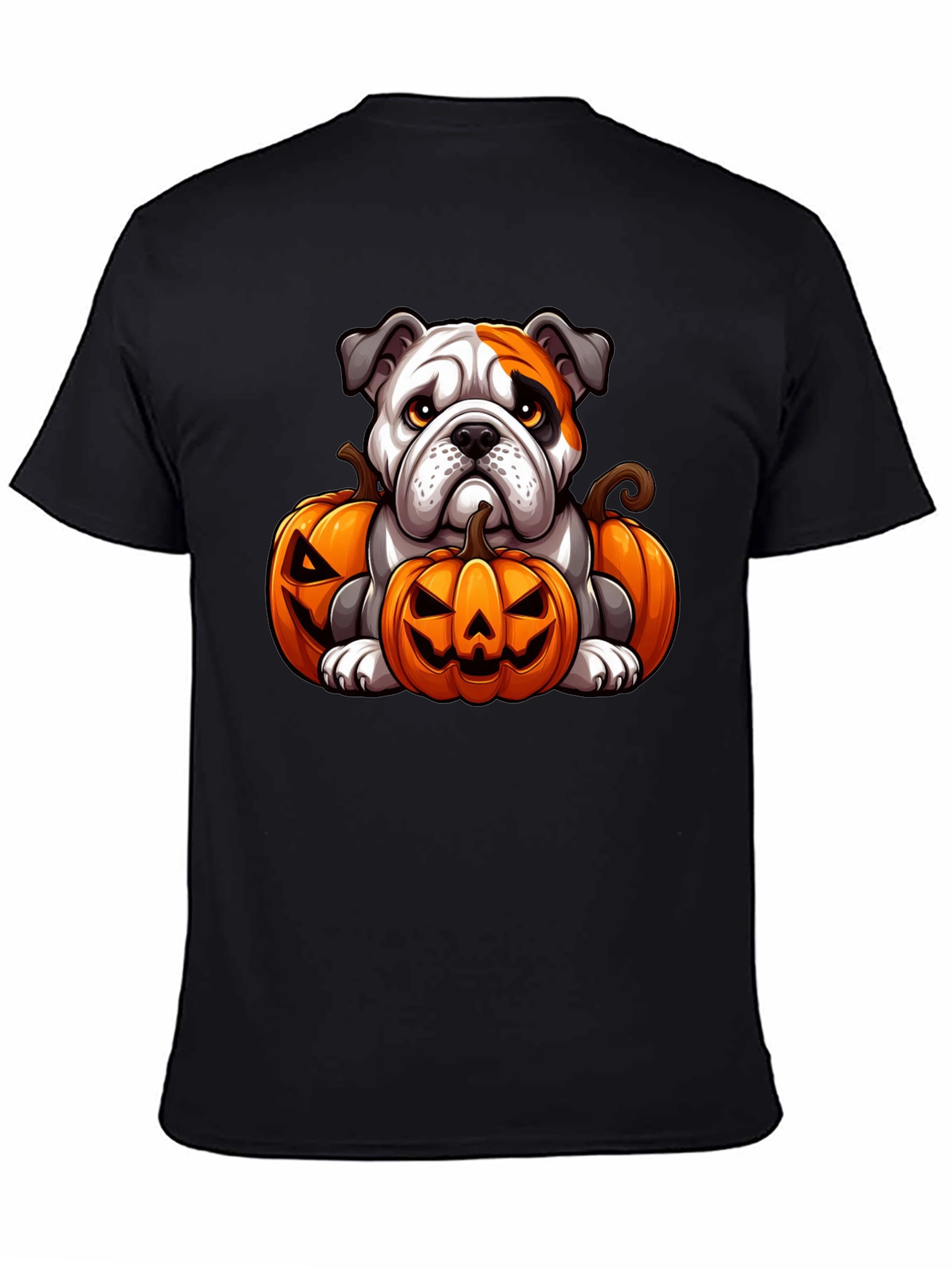 Bulldog Halloween T-Shirt - Cute Dog with Pumpkins
