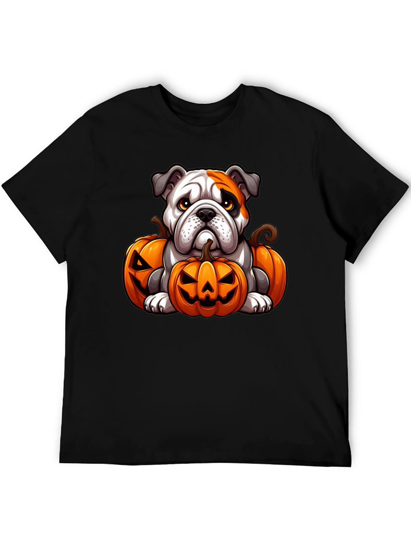 Bulldog Halloween T-Shirt - Cute Dog with Pumpkins