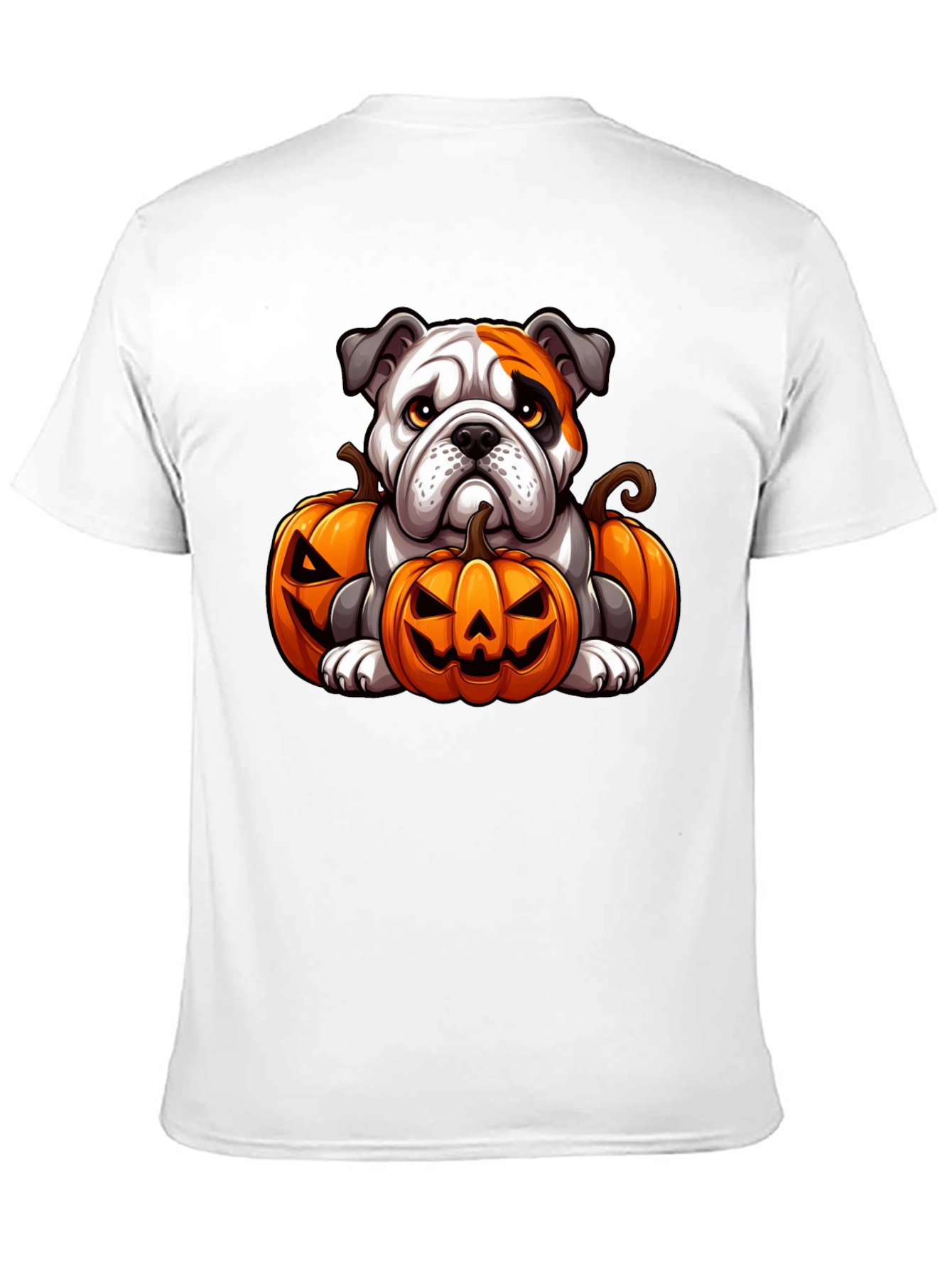 Bulldog Halloween T-Shirt - Cute Dog with Pumpkins
