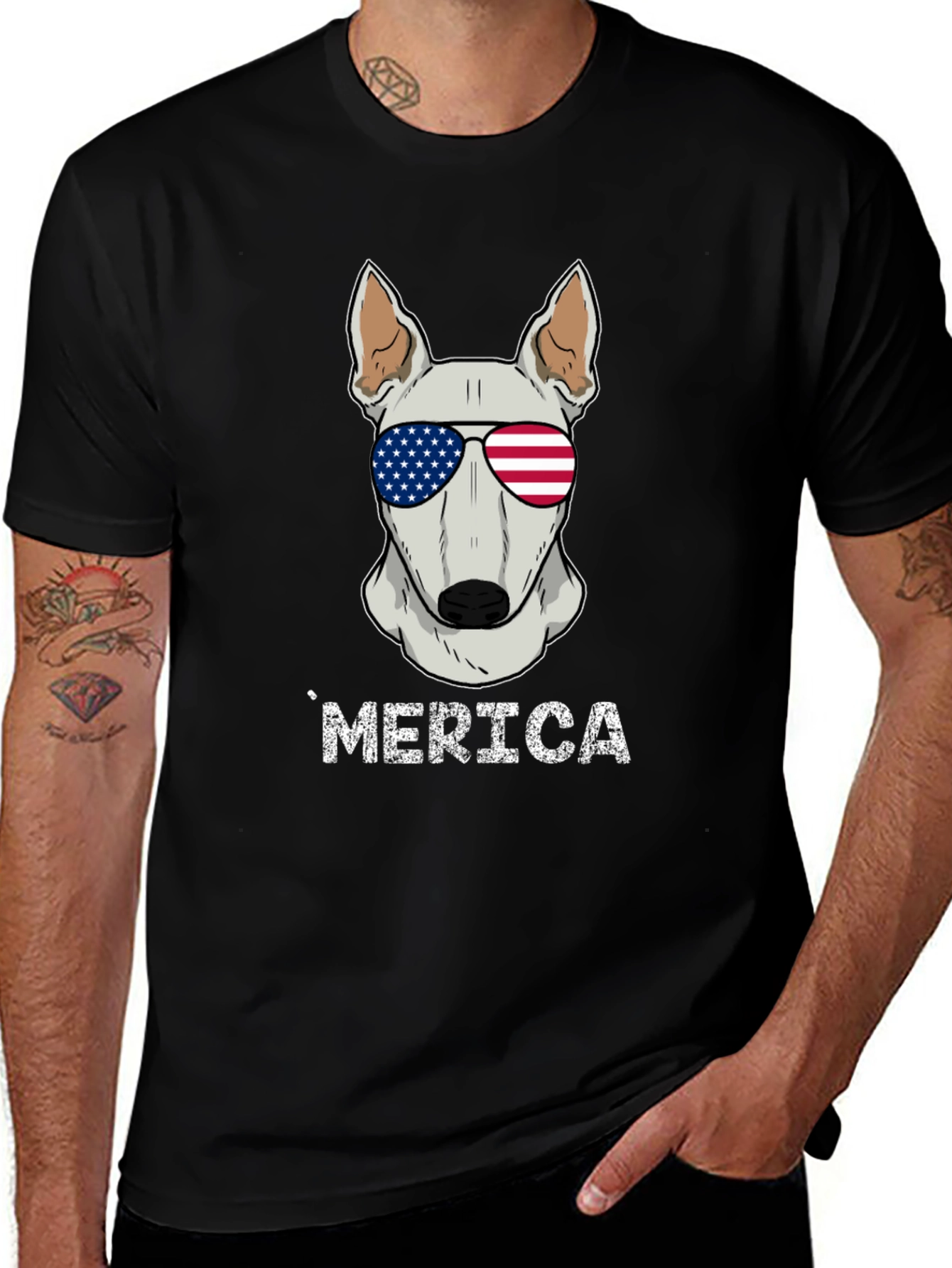 Patriotic Dog T-Shirt - Merica Bull Terrier Tee