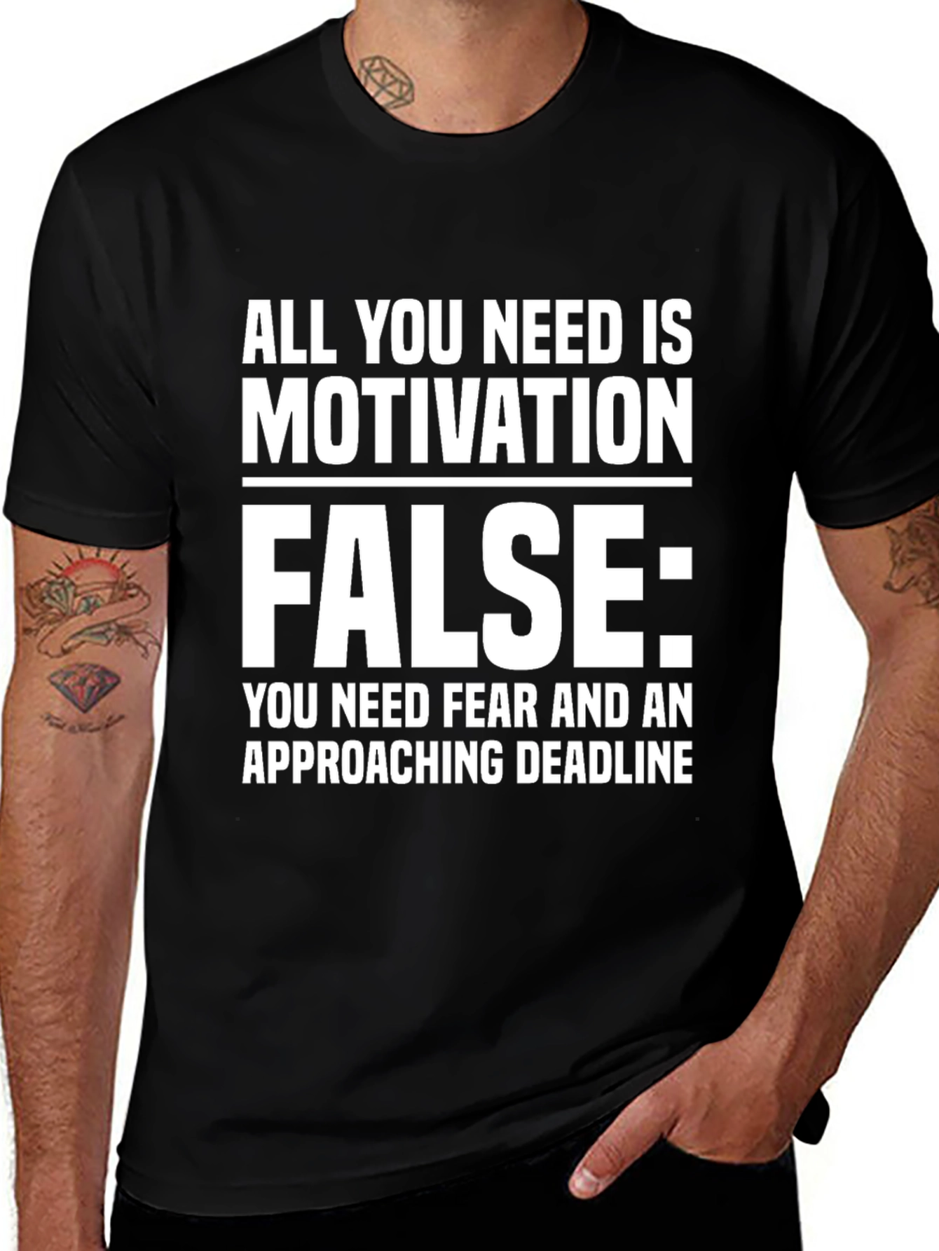 Motivation is False Graphic Tee - Black