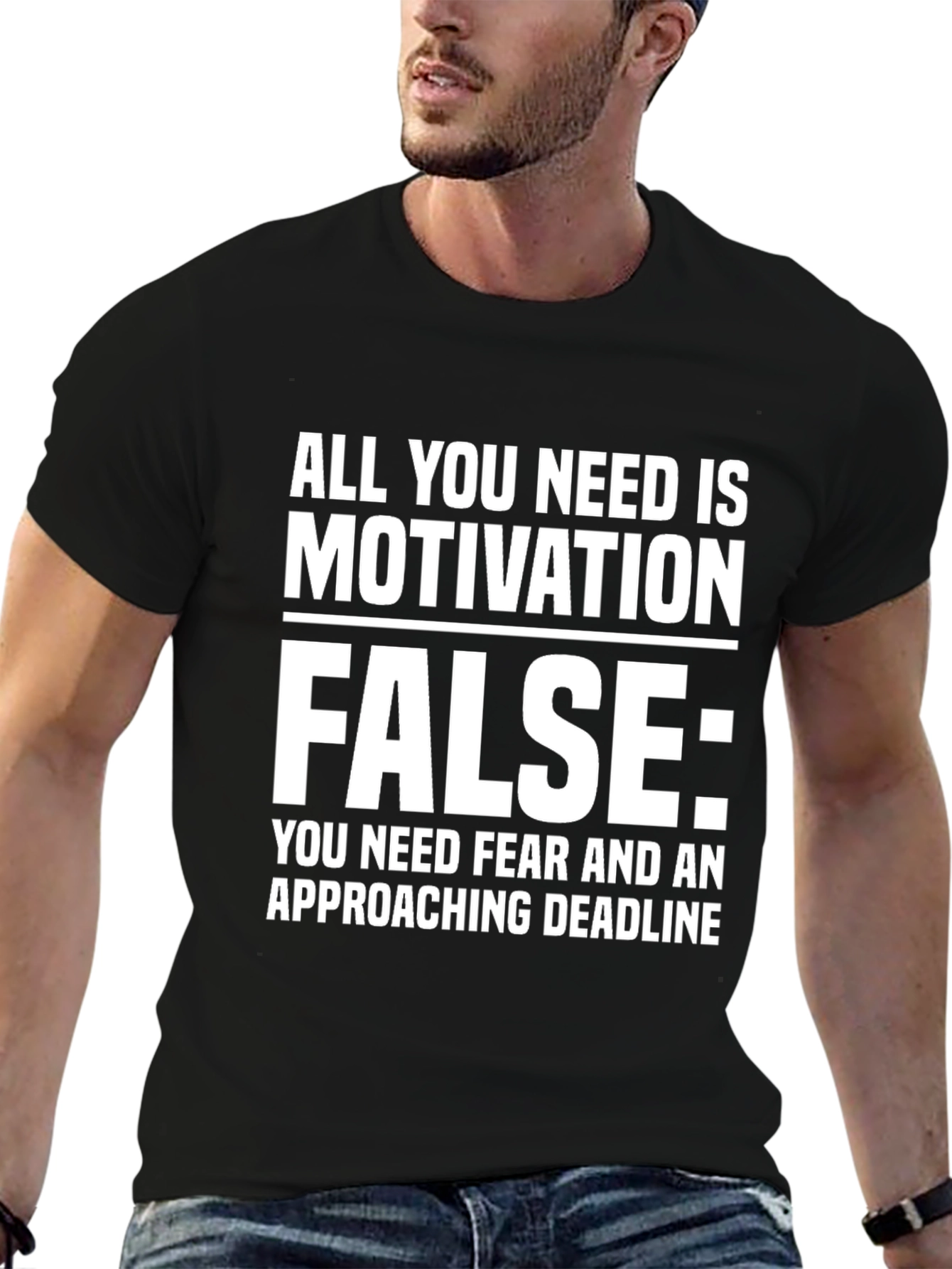 Motivation is False Graphic Tee - Black