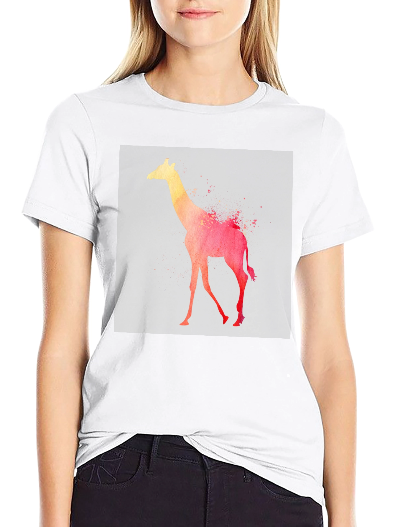 Watercolor Giraffe Graphic T-Shirt