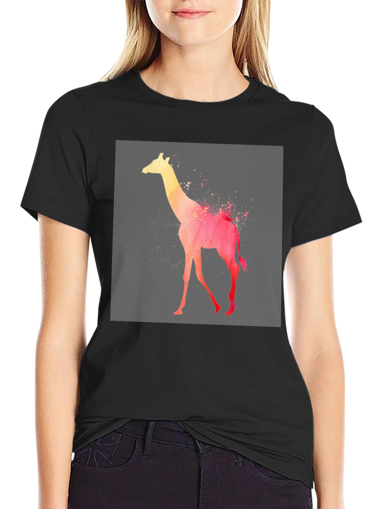 Watercolor Giraffe Graphic T-Shirt
