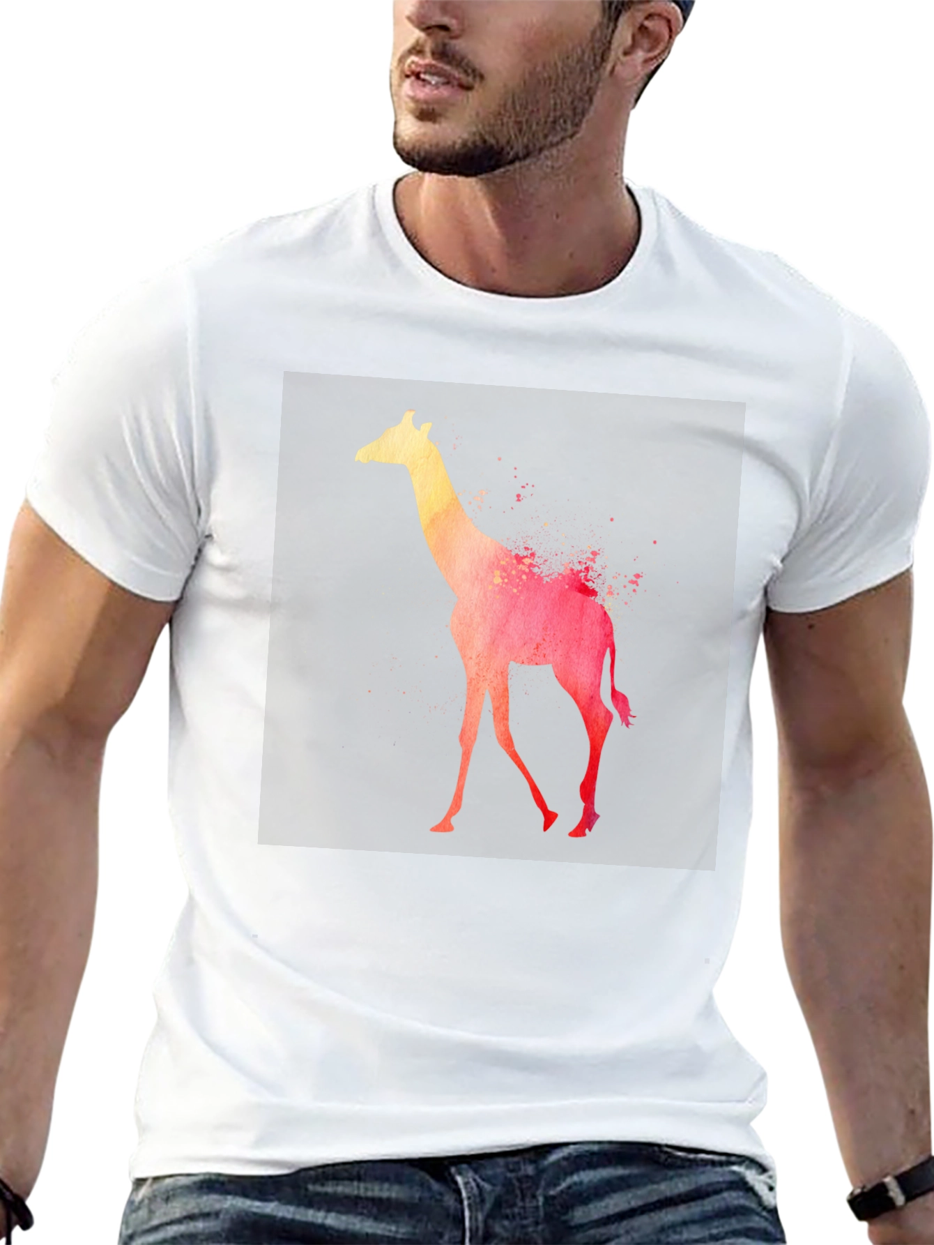 Watercolor Giraffe Graphic T-Shirt