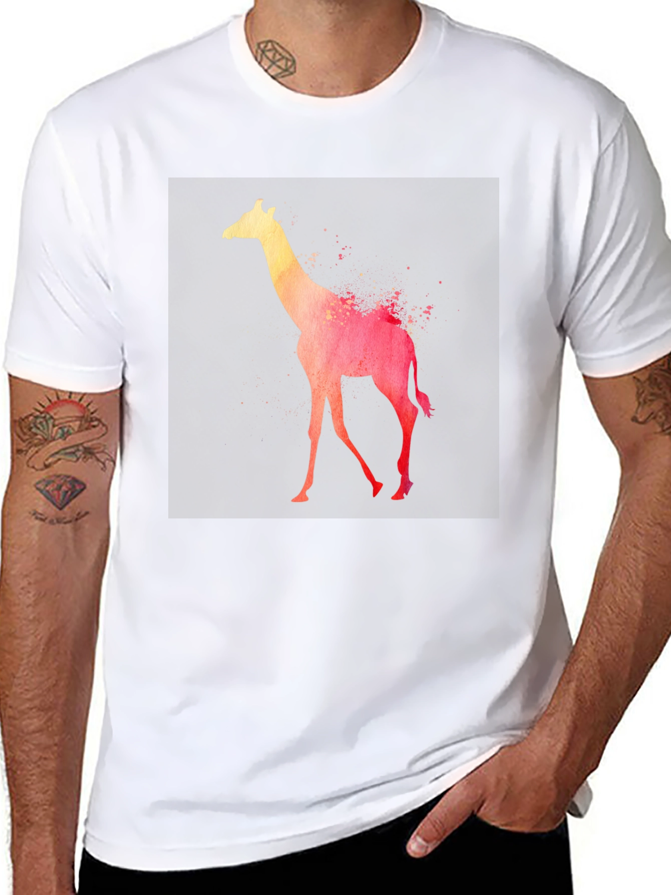 Watercolor Giraffe Graphic T-Shirt
