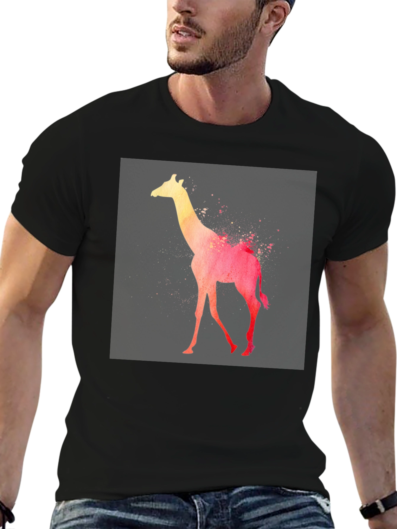Watercolor Giraffe Graphic T-Shirt