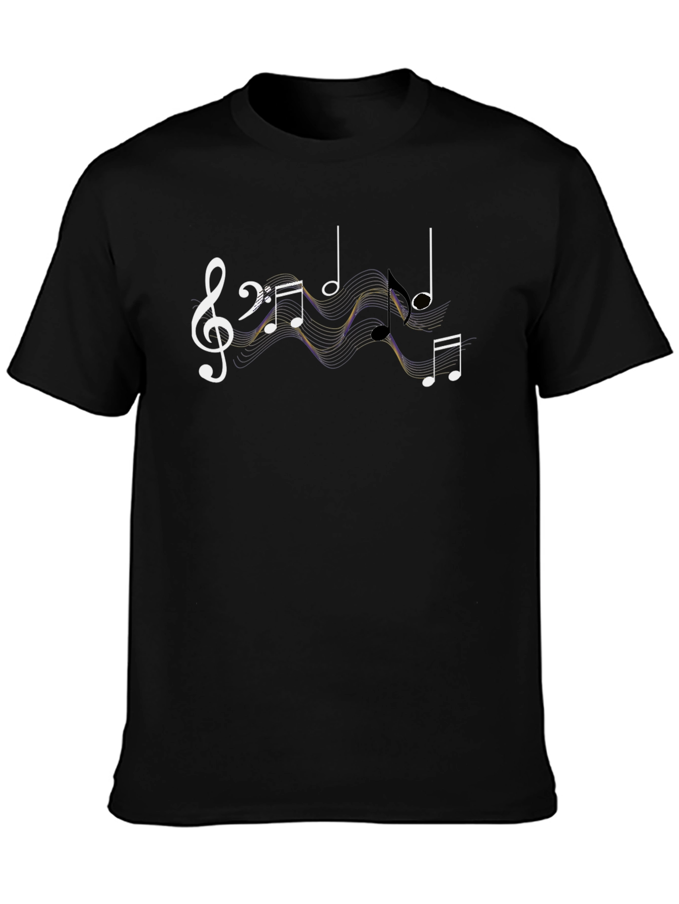 Musical Notes Graphic Black T-Shirt
