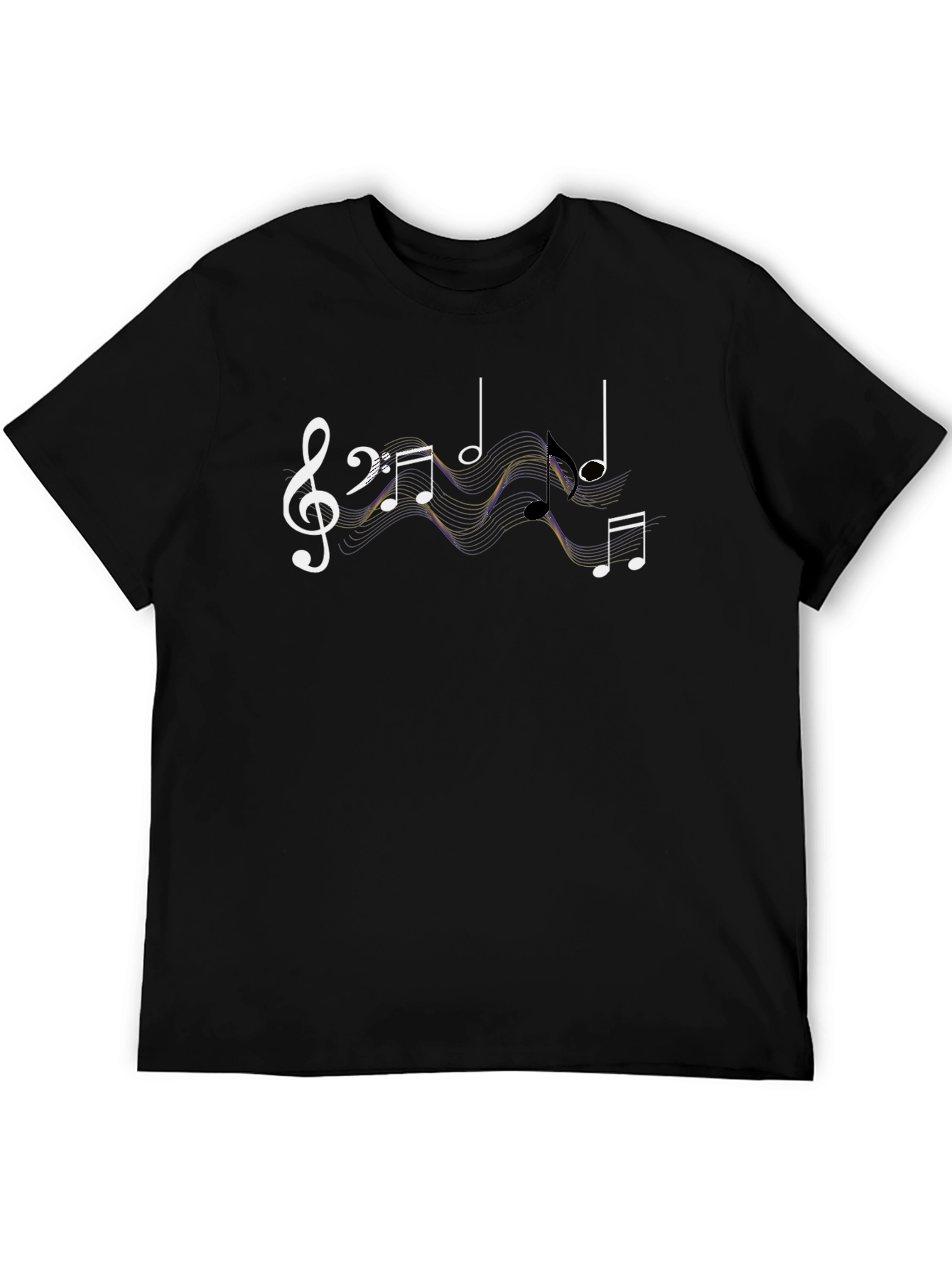 Musical Notes Graphic Black T-Shirt